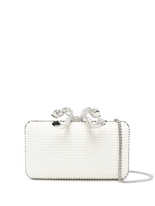 bow-detail faux-pearl clutch bag
