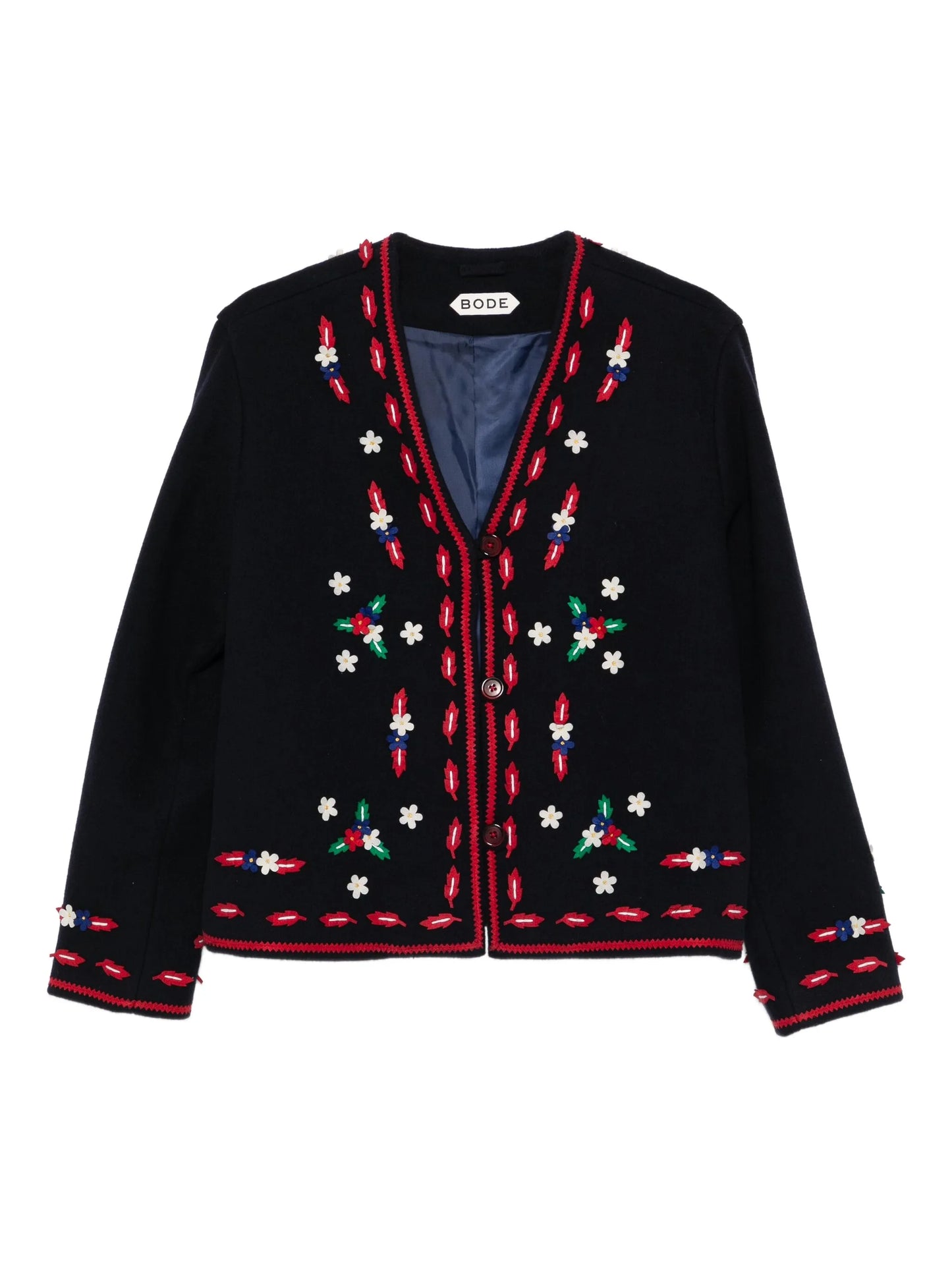 flower appliqué V-neck knitwear