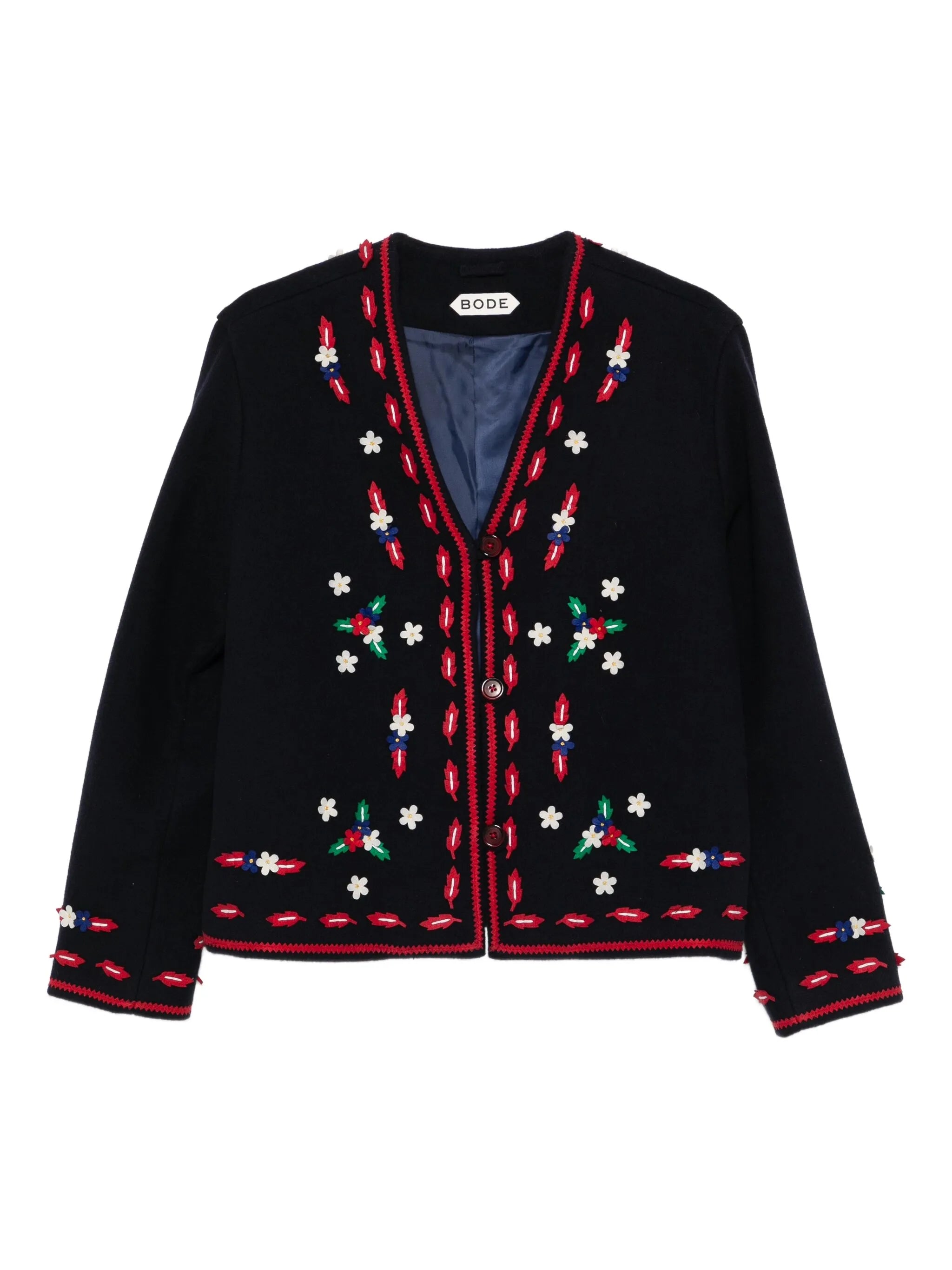 flower appliqué V-neck knitwear