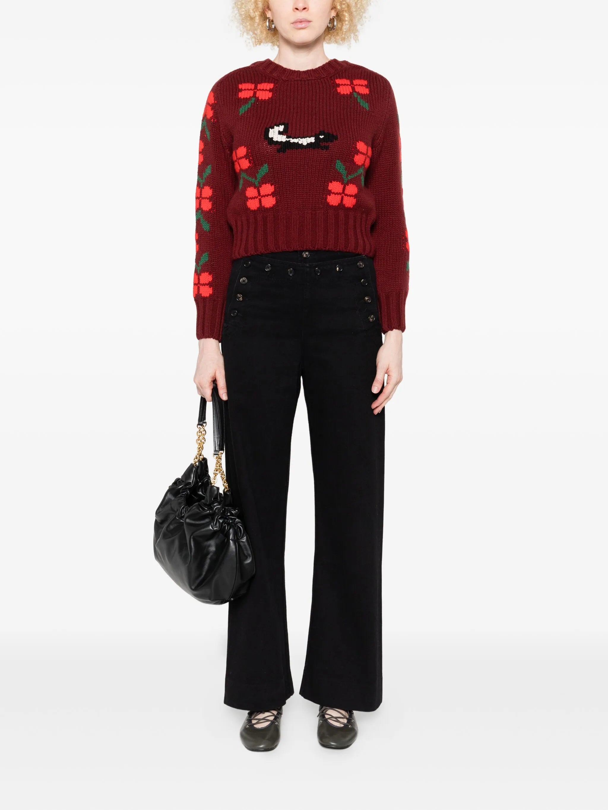skunk-jacquard crew-neck jumper