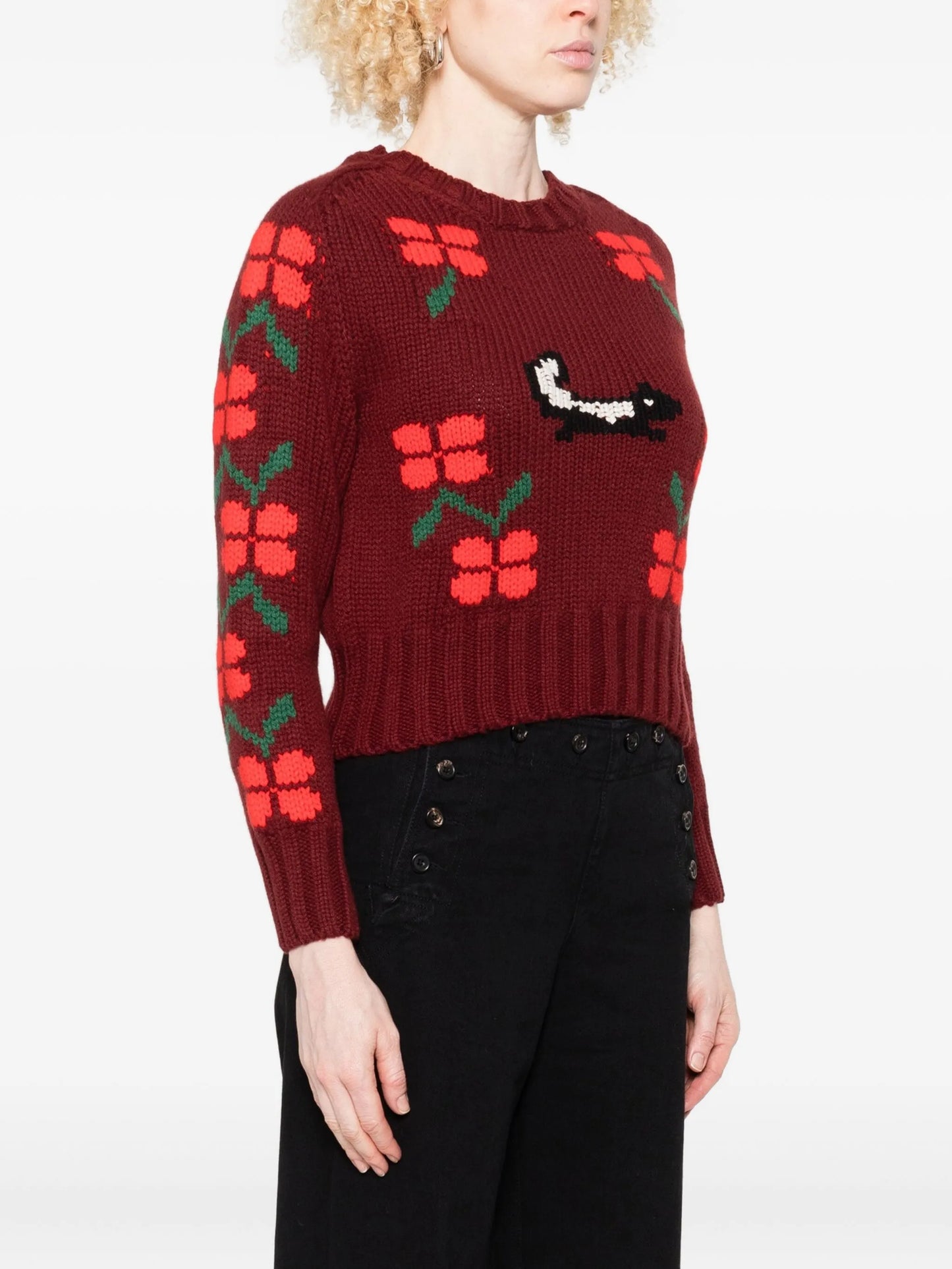 skunk-jacquard crew-neck jumper