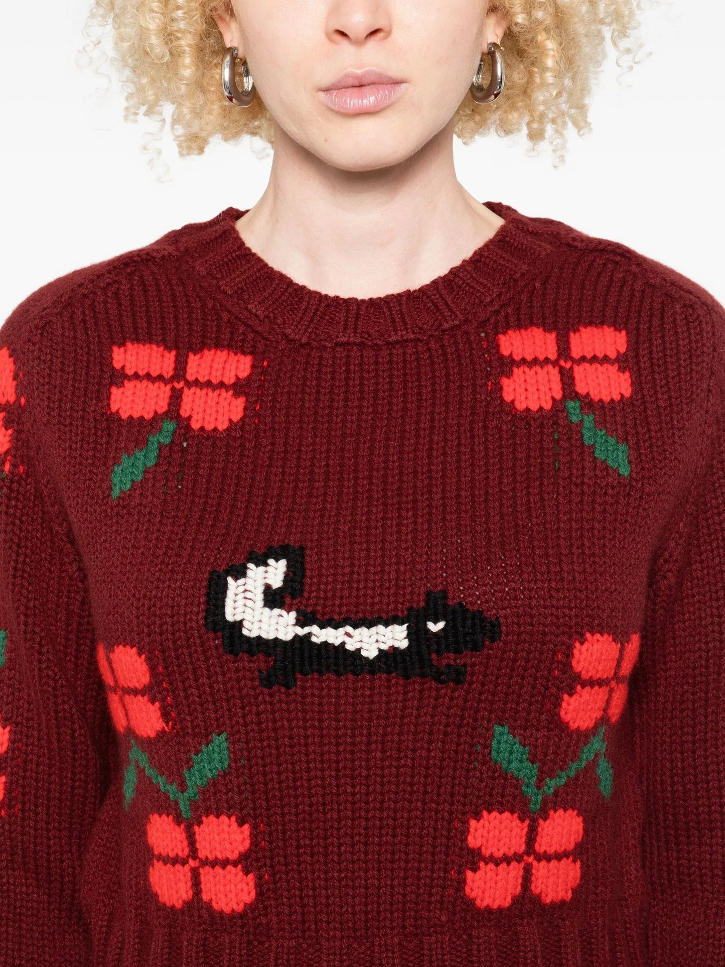skunk-jacquard crew-neck jumper