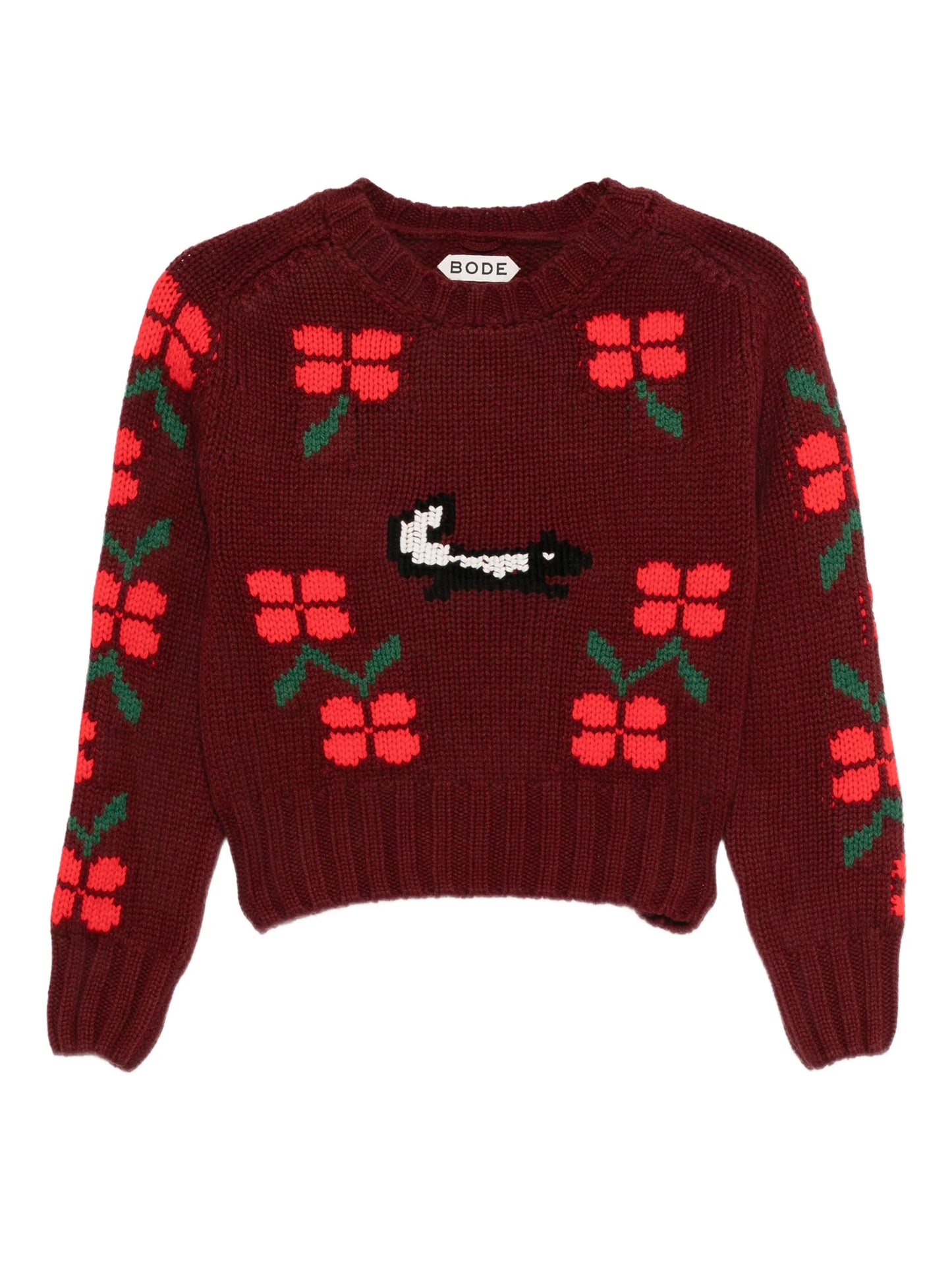 skunk-jacquard crew-neck jumper