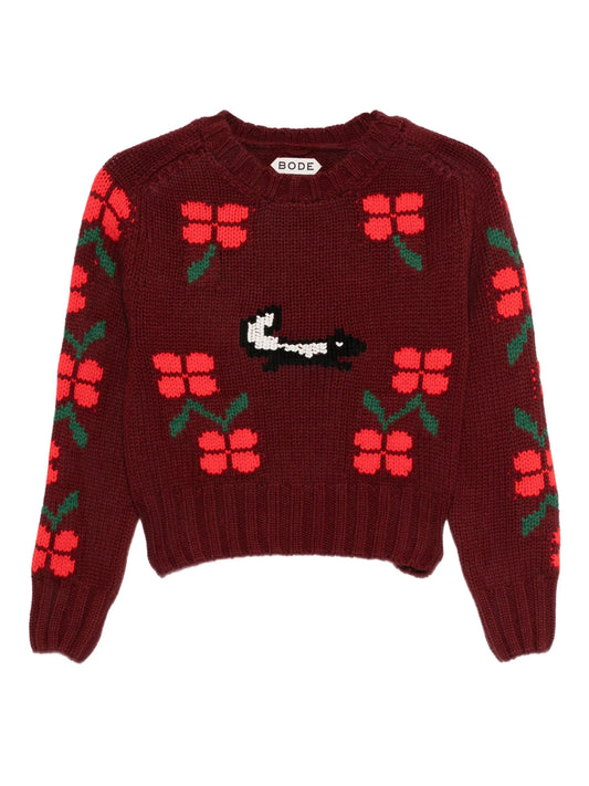 skunk-jacquard crew-neck jumper
