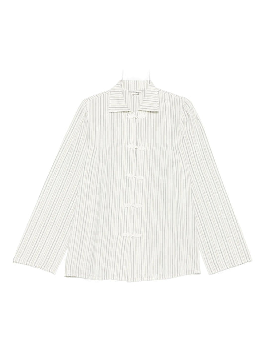 striped frog-closures blouse