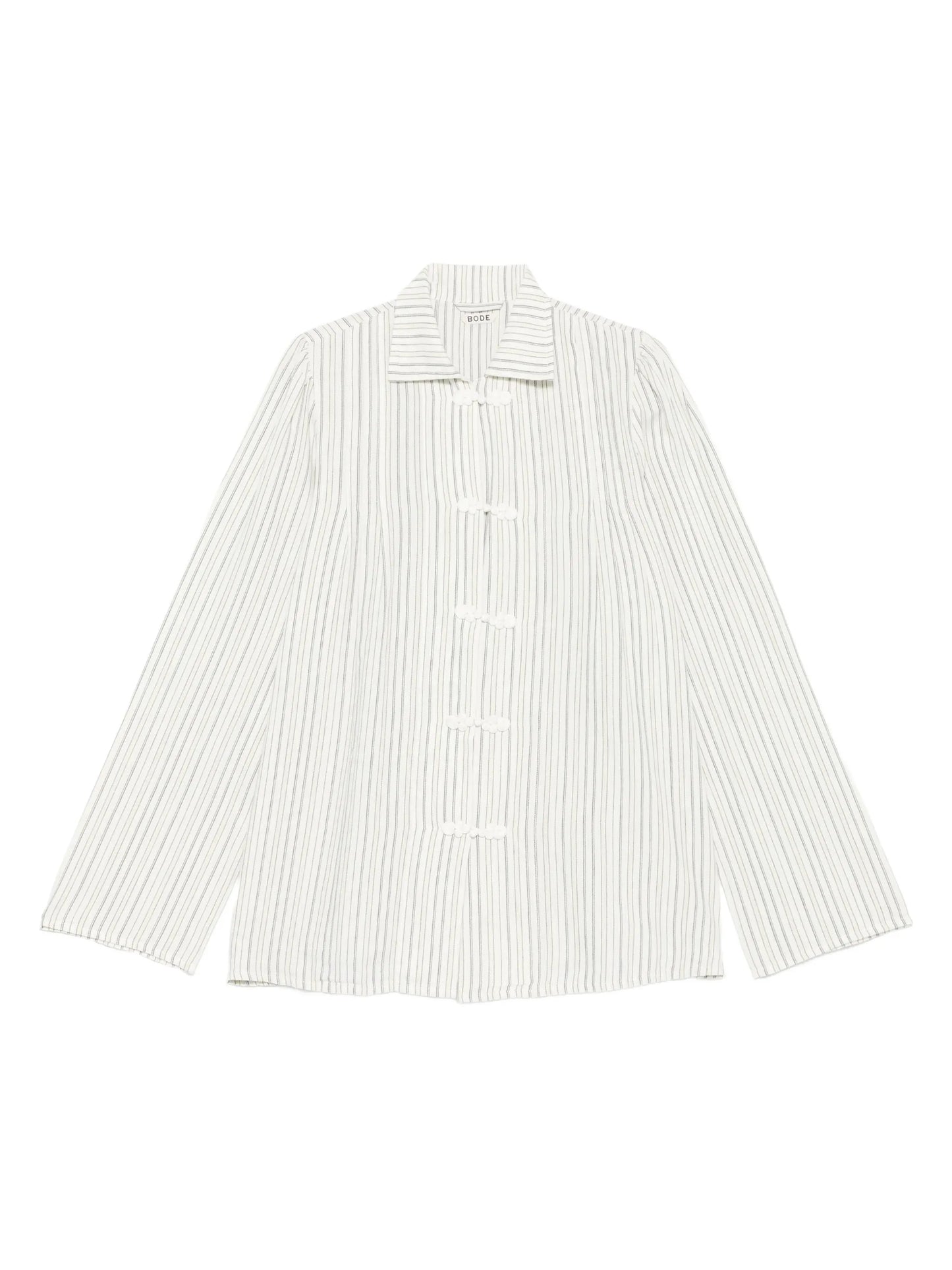 striped frog-closures blouse