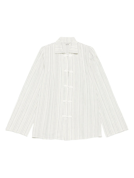 striped frog-closures blouse