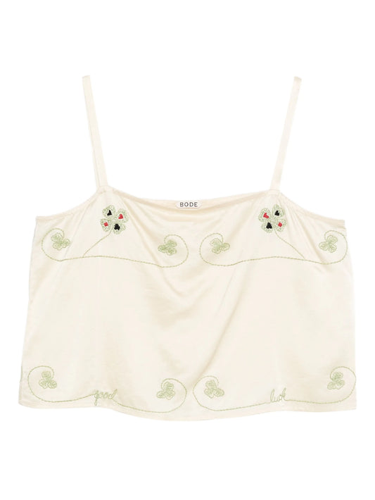 floral-embroidered tank top