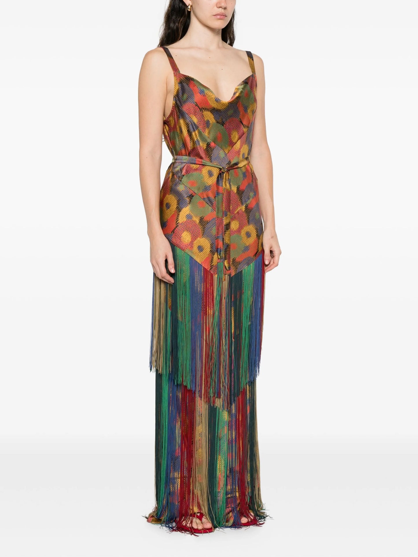 floral-print fringe dress