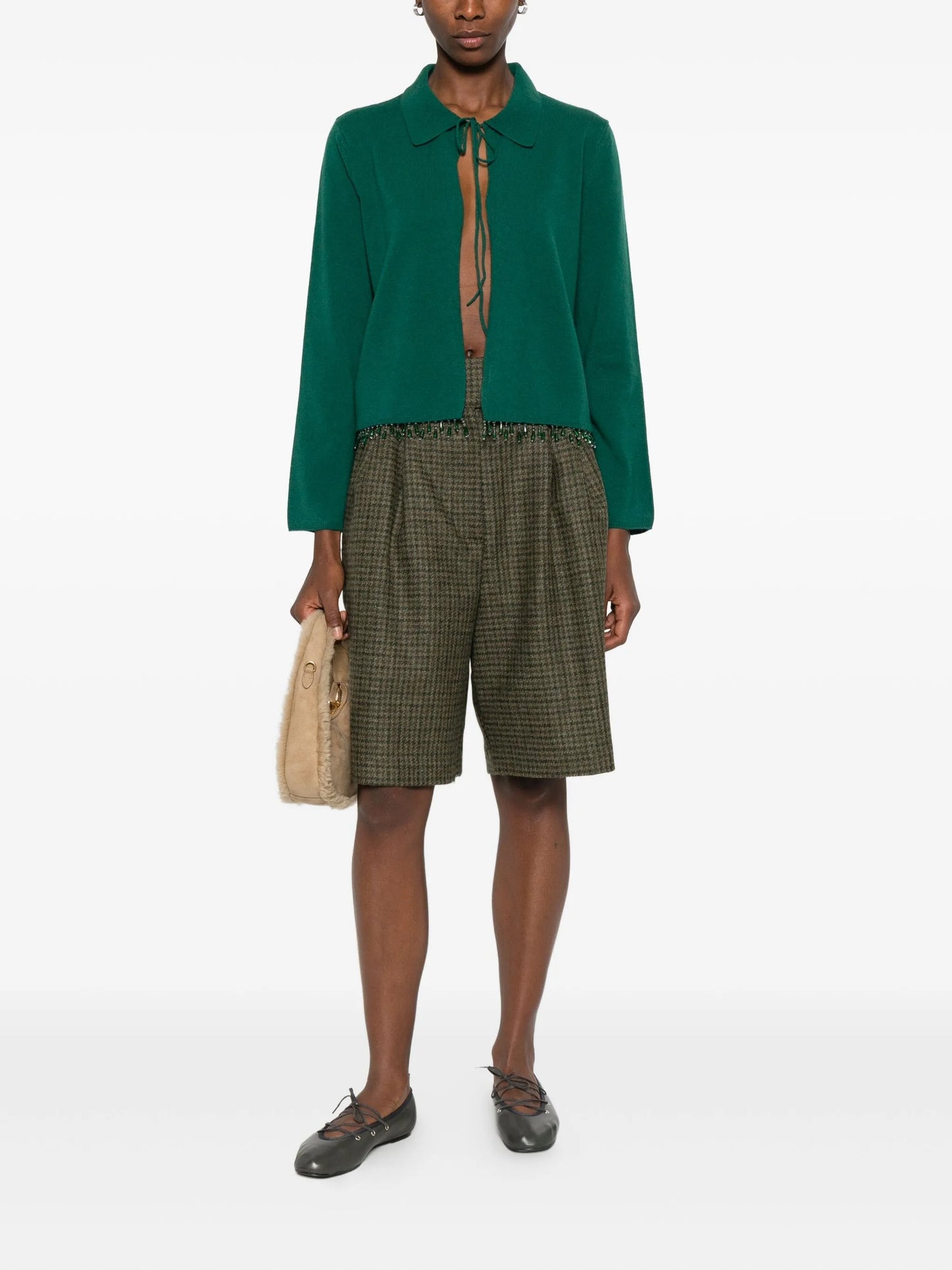 Lodge tie droplet-beads cardigan