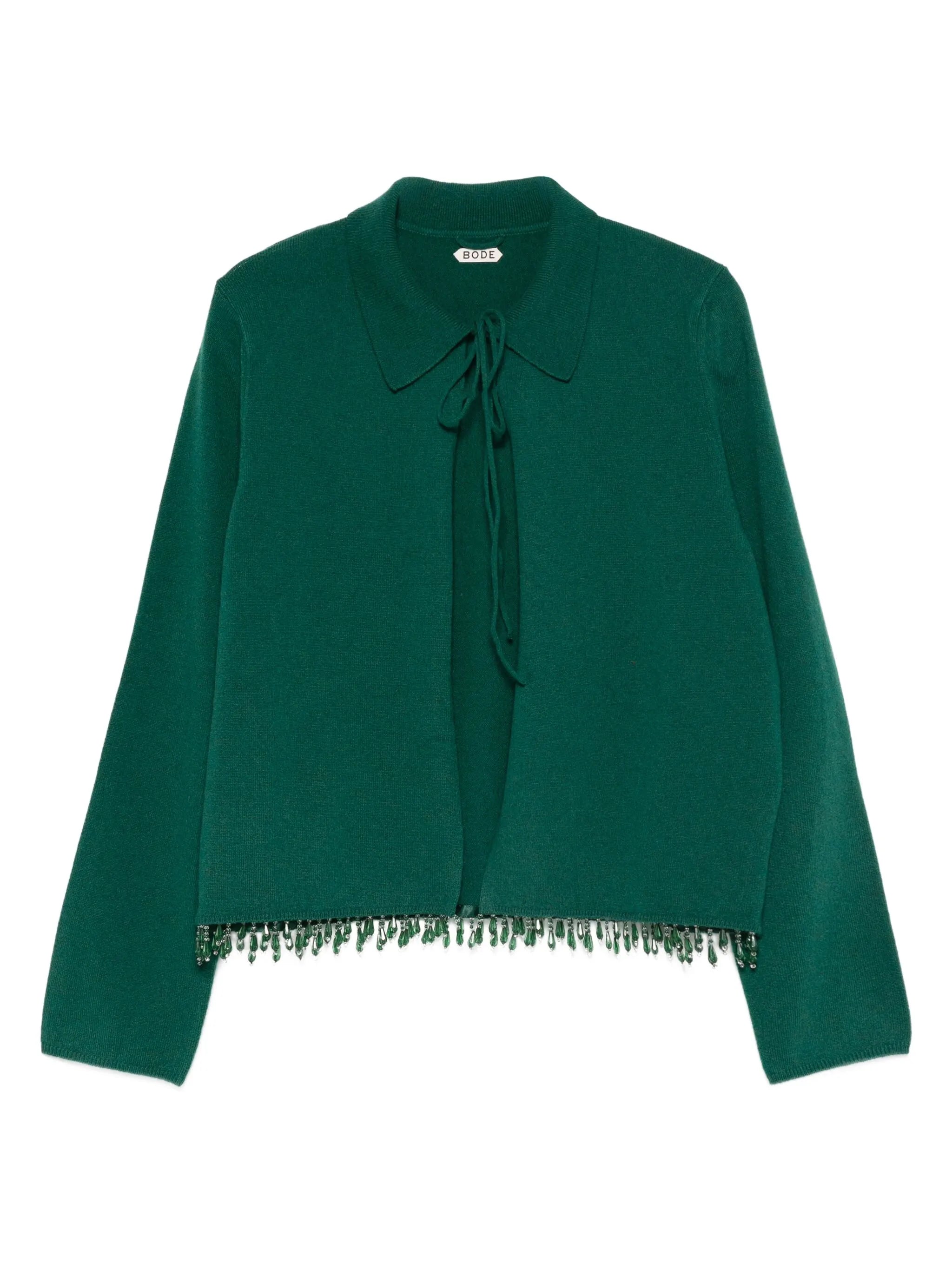 Lodge tie droplet-beads cardigan