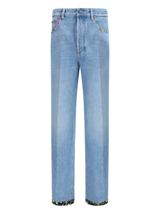 floral-trim jeans