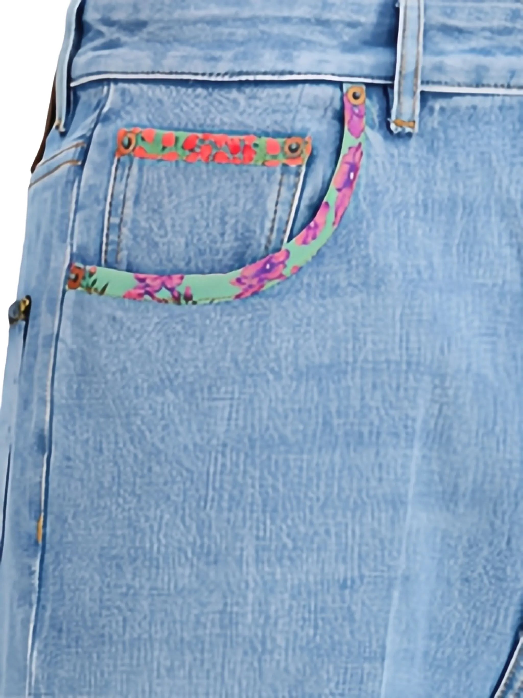floral-trim jeans