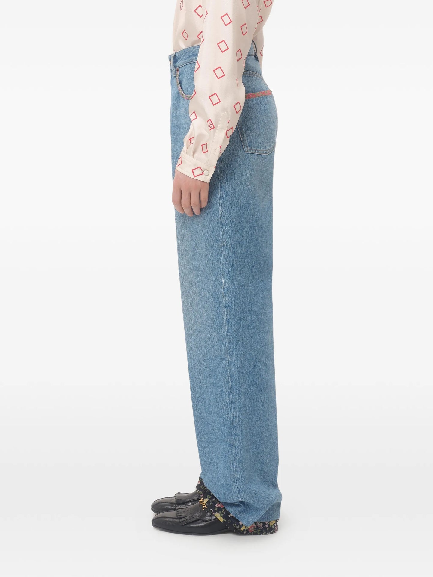floral-trim jeans
