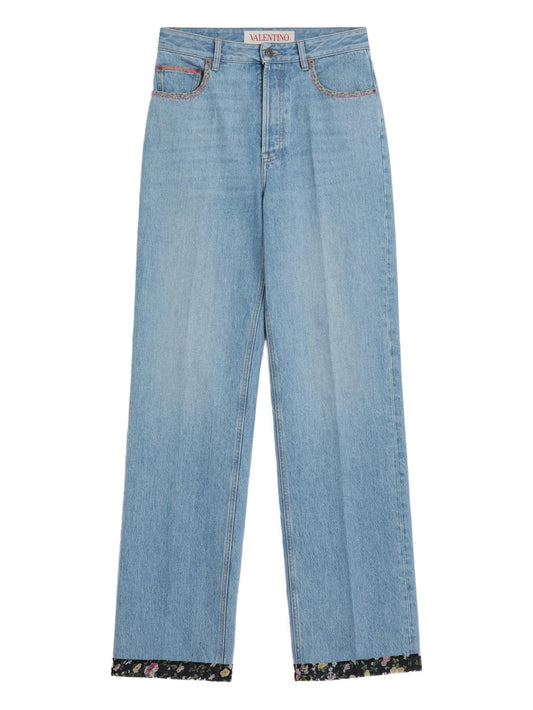 floral-trim jeans