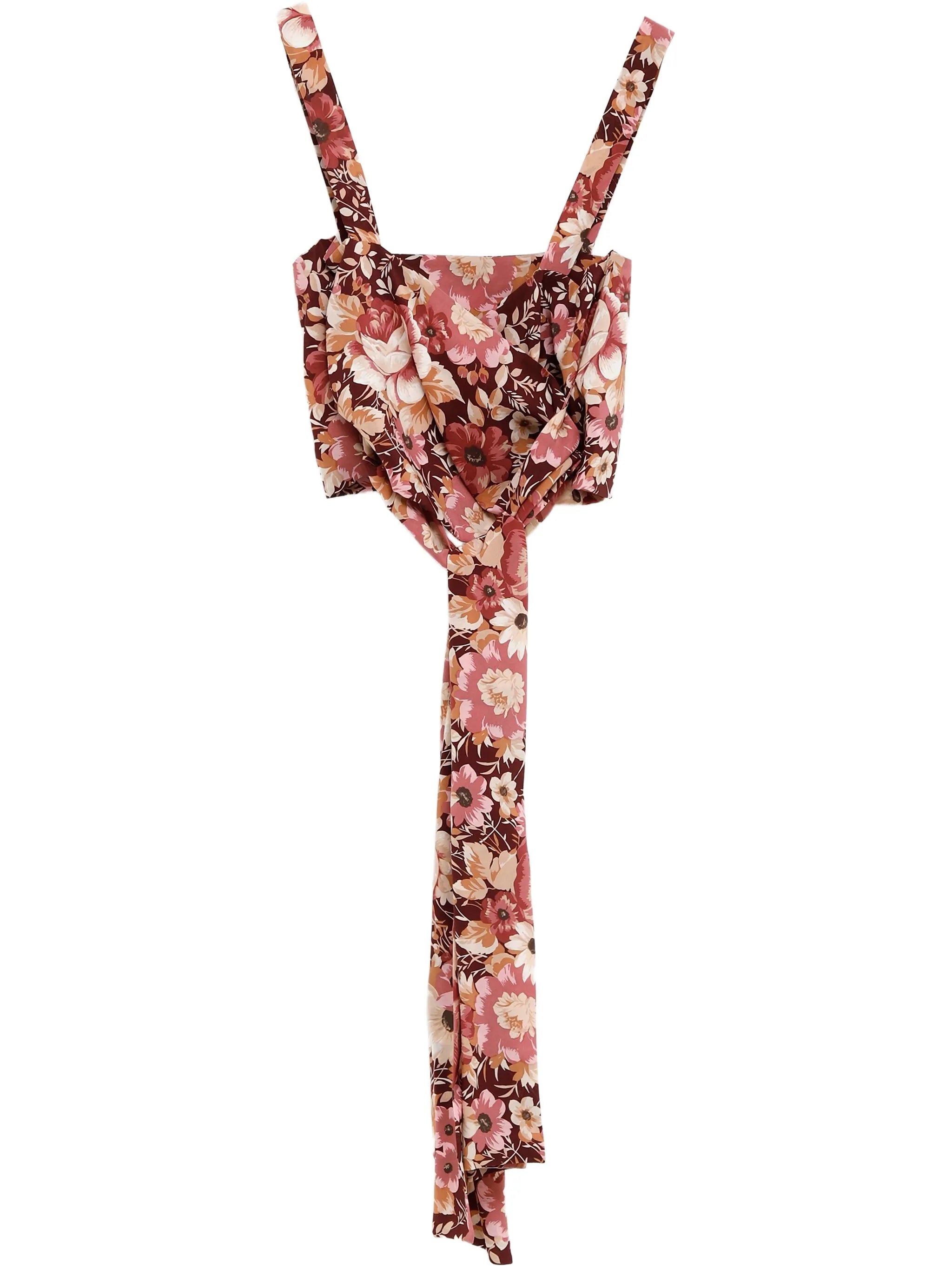 floral-print cropped top