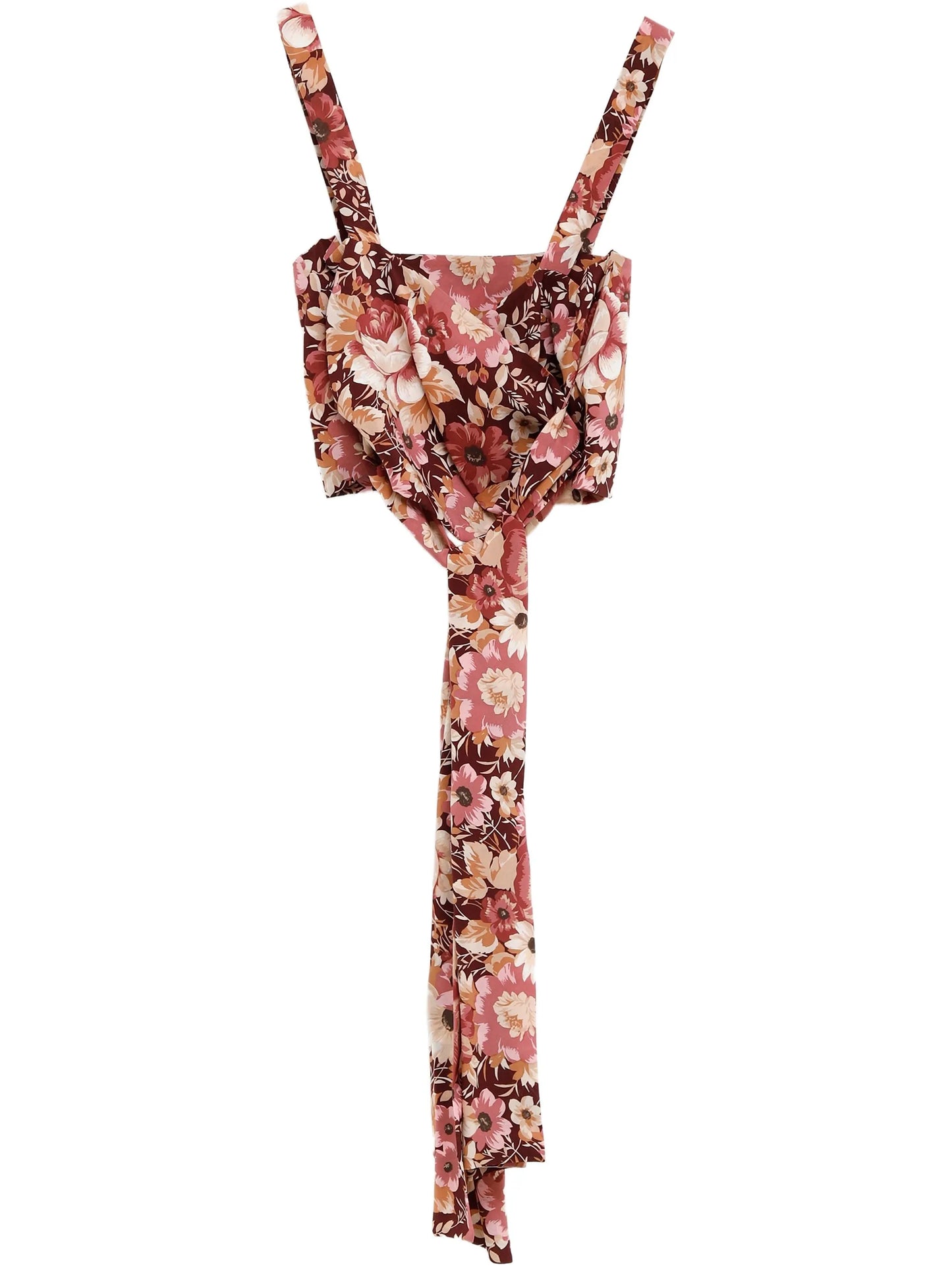 floral-print cropped top
