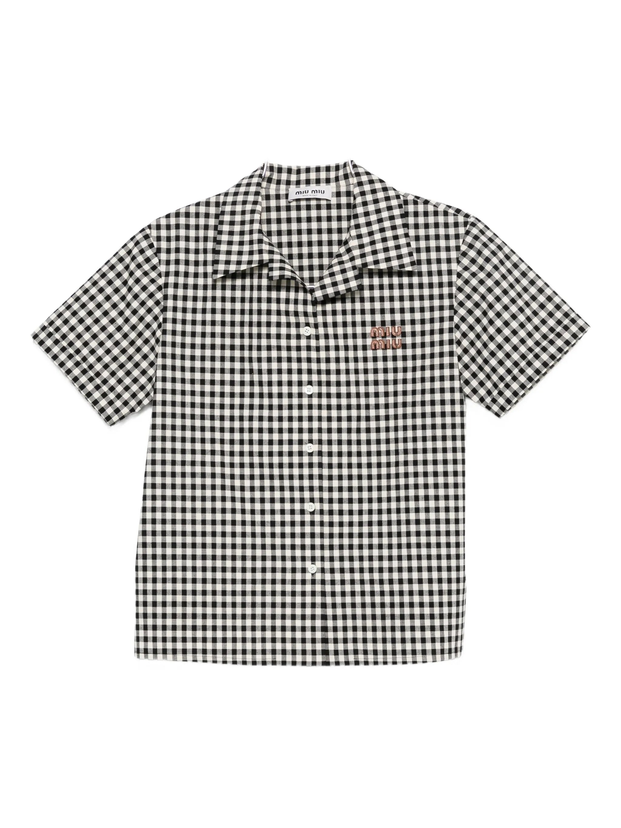 gingham-check shirt
