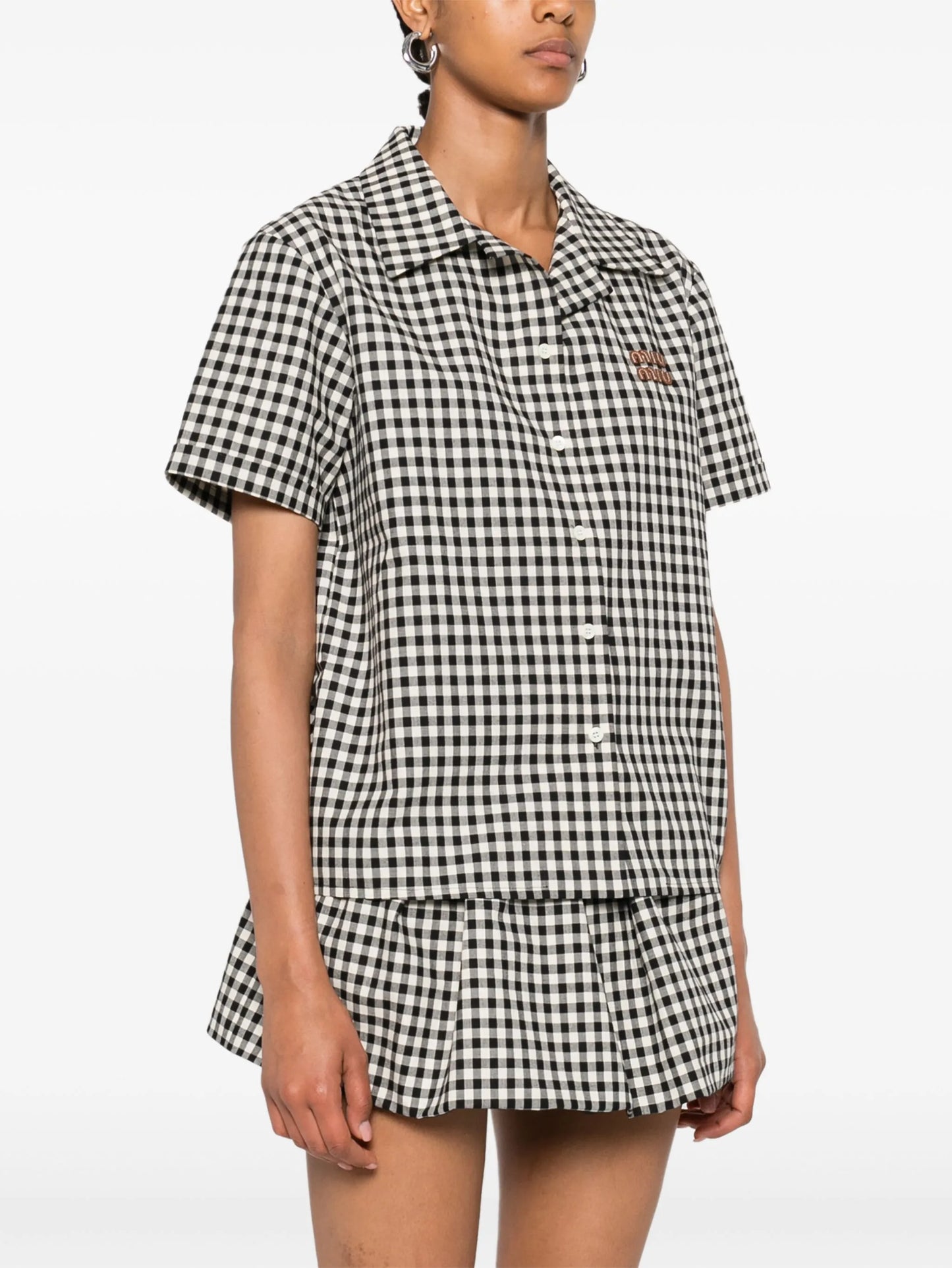 gingham-check shirt