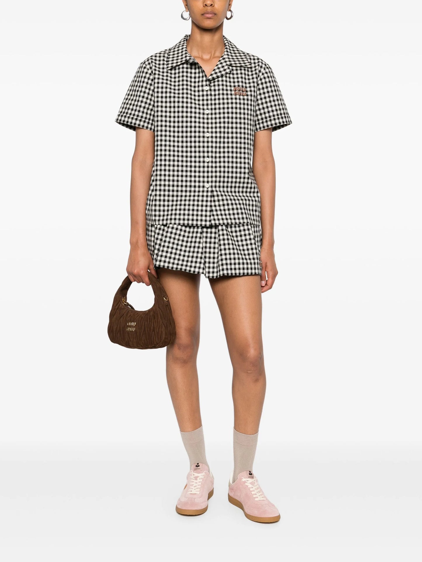 gingham-check shirt