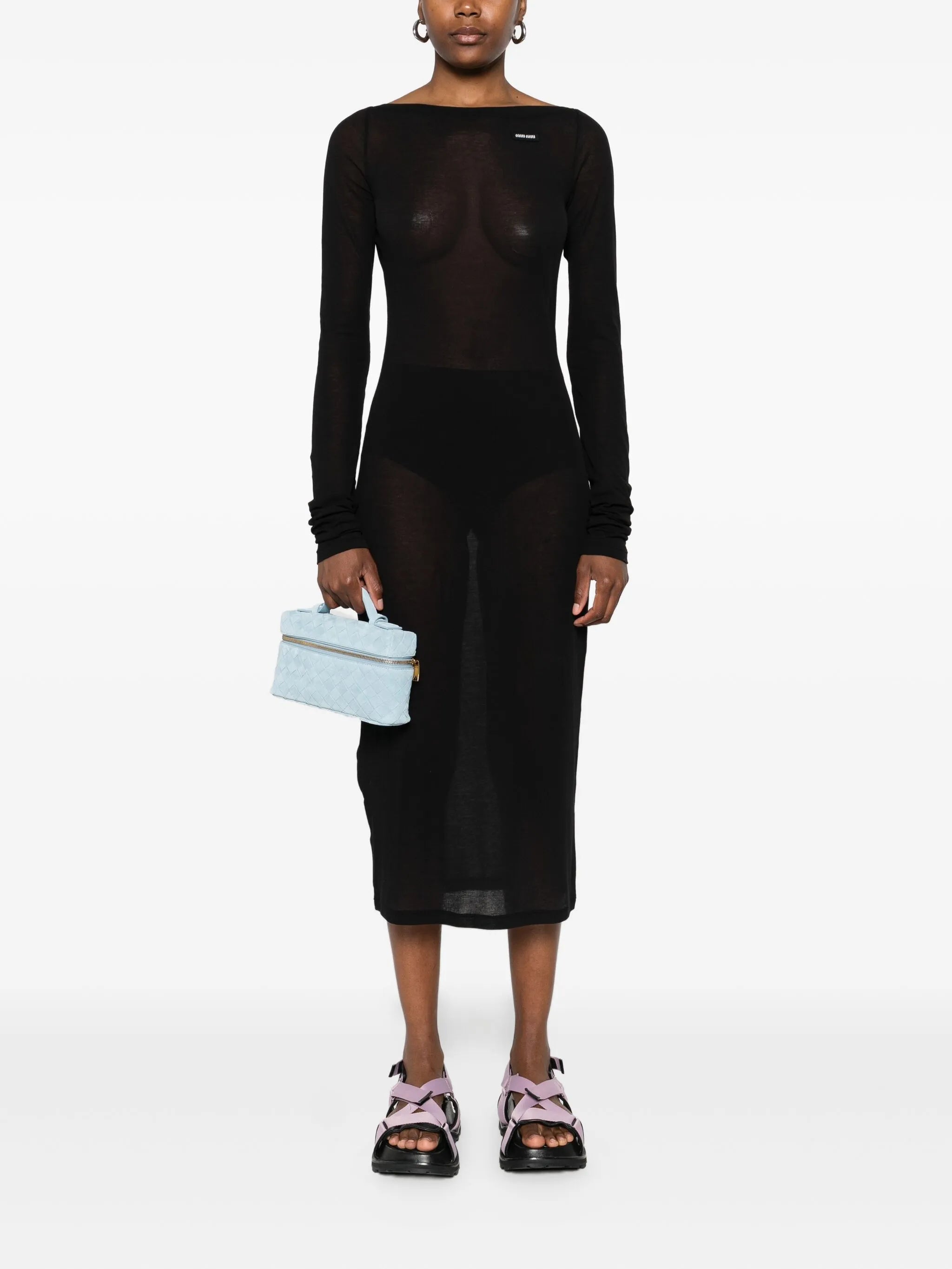 logo-patch midi dress