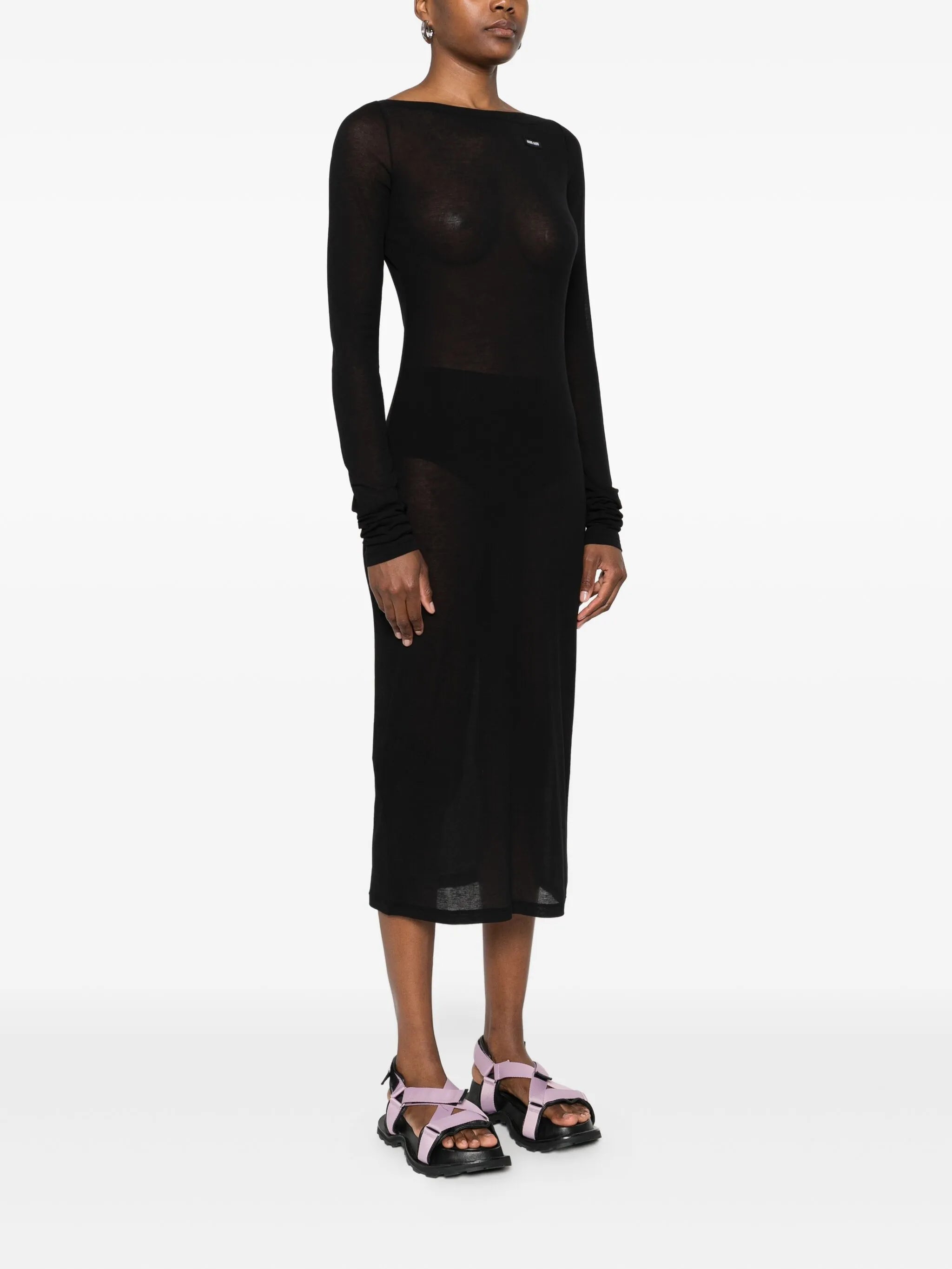 logo-patch midi dress