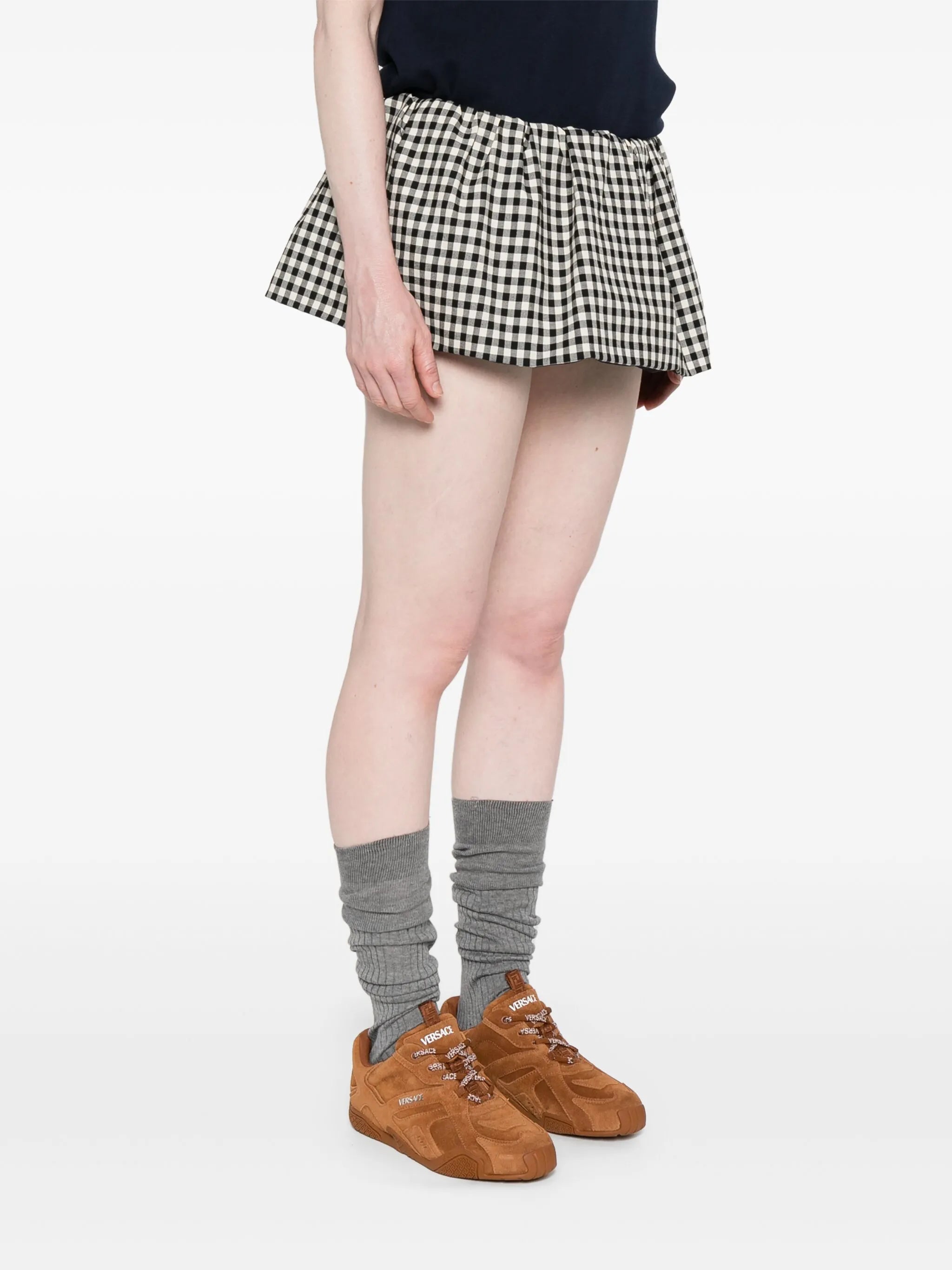 checked mini skirt