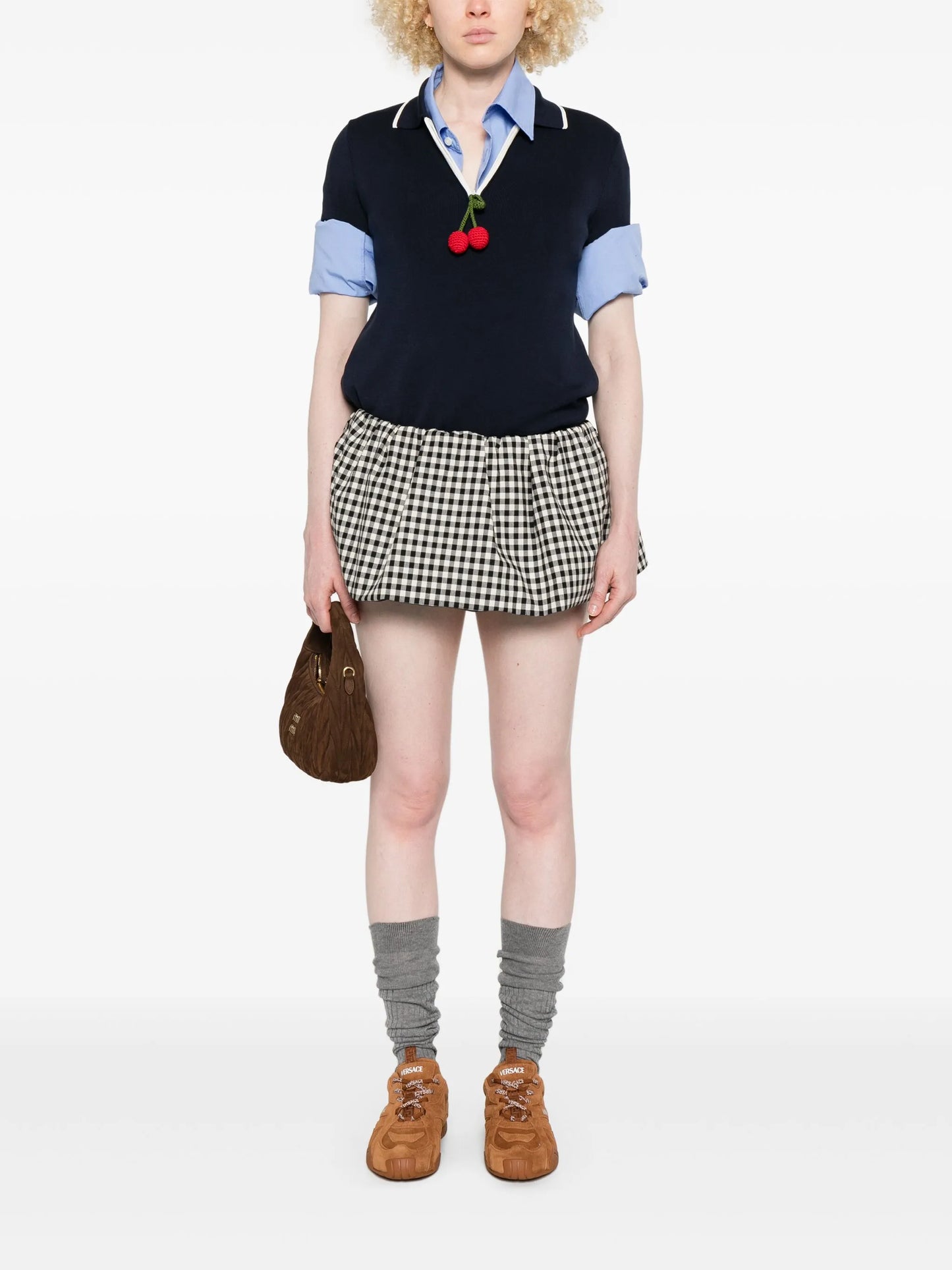 checked mini skirt