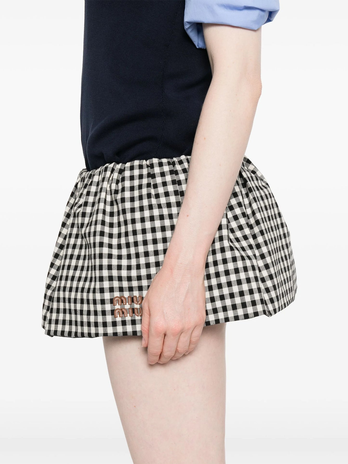 checked mini skirt
