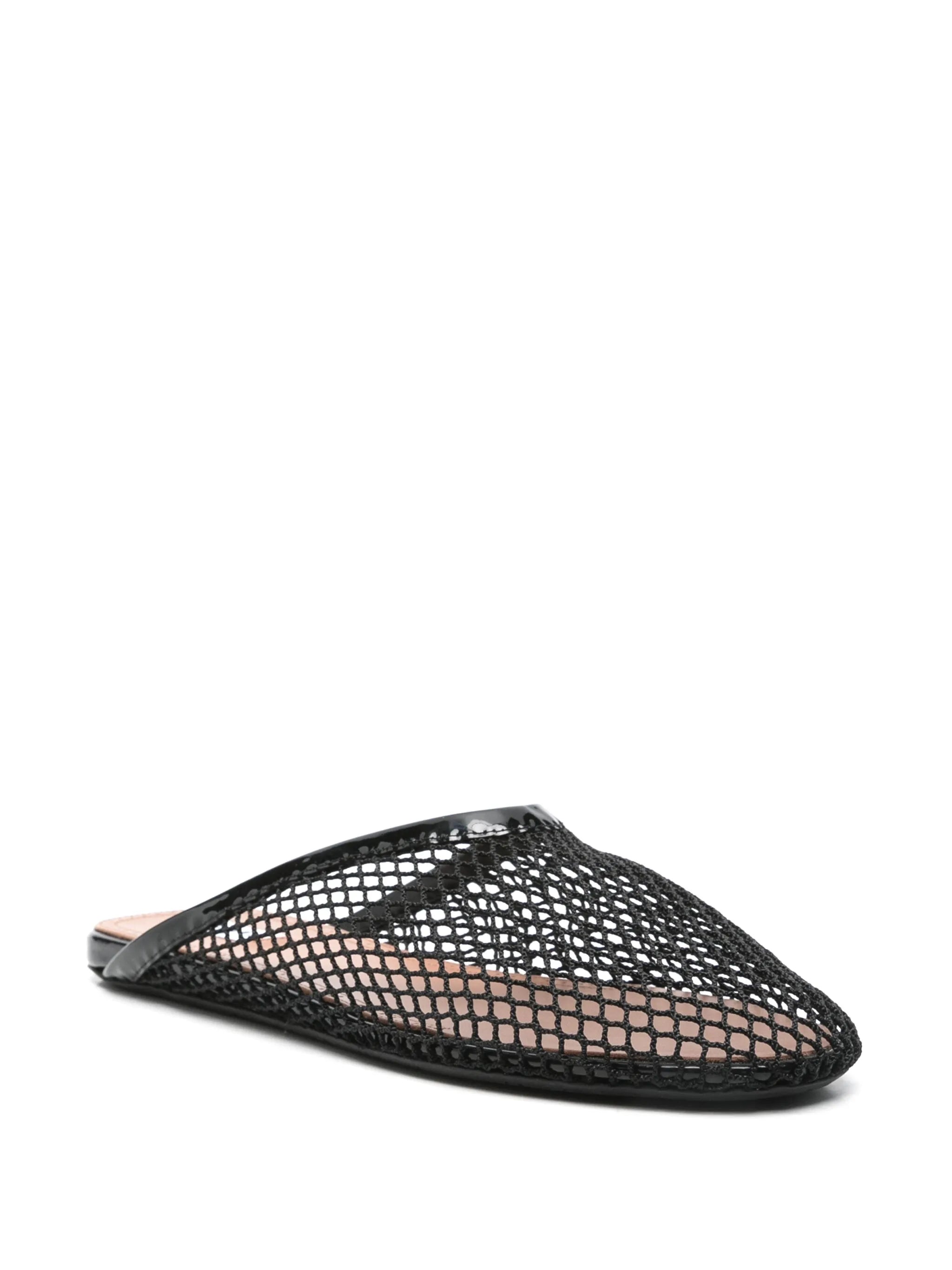 fishnet flat mules