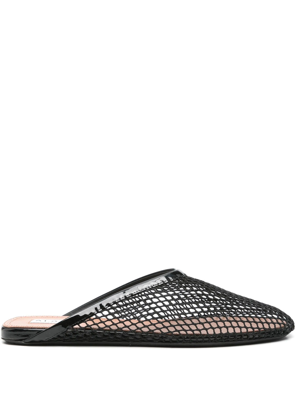 fishnet flat mules