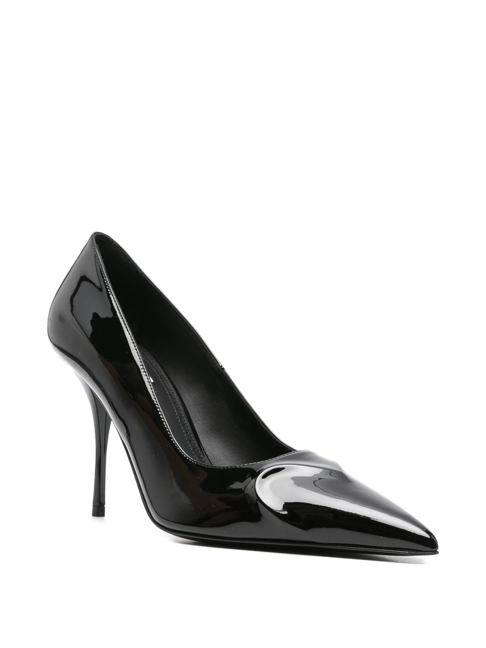 100mm leather heeled pumps