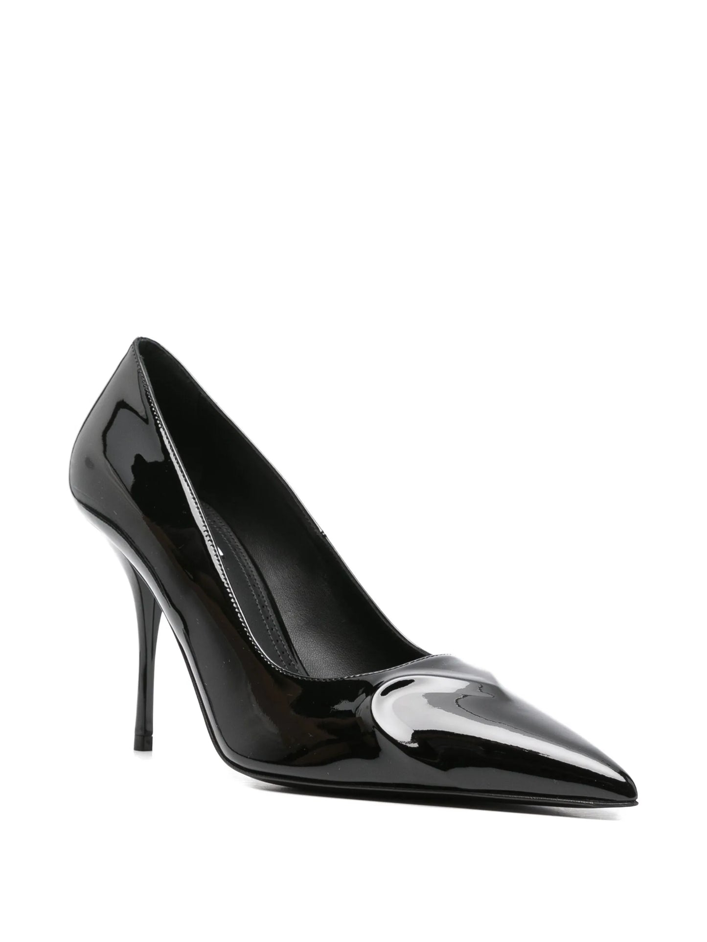 100mm leather heeled pumps