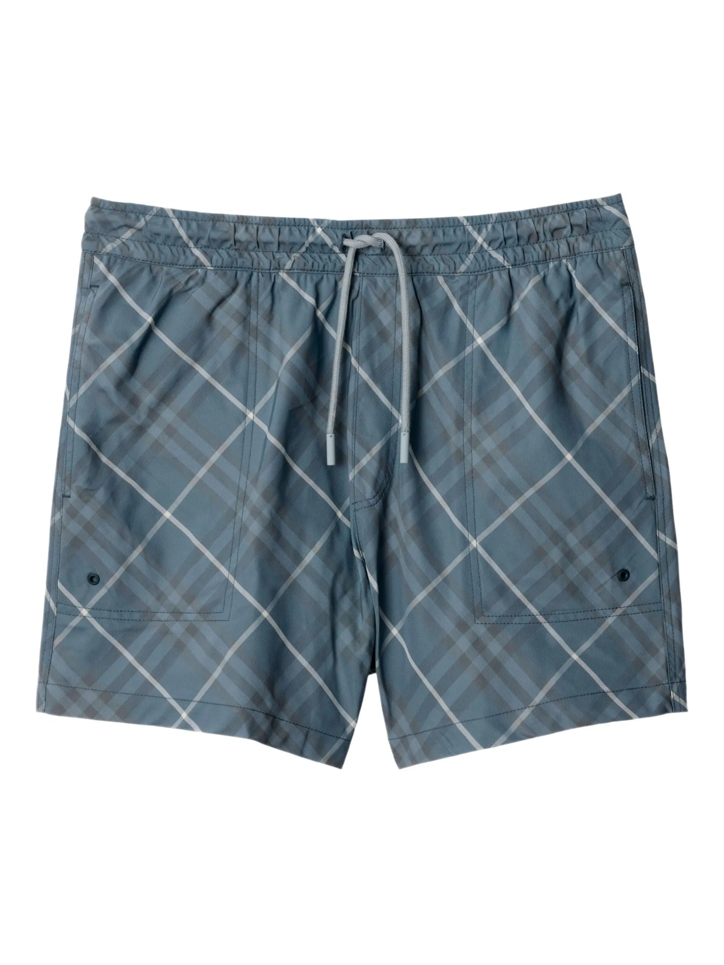 checked swim shorts