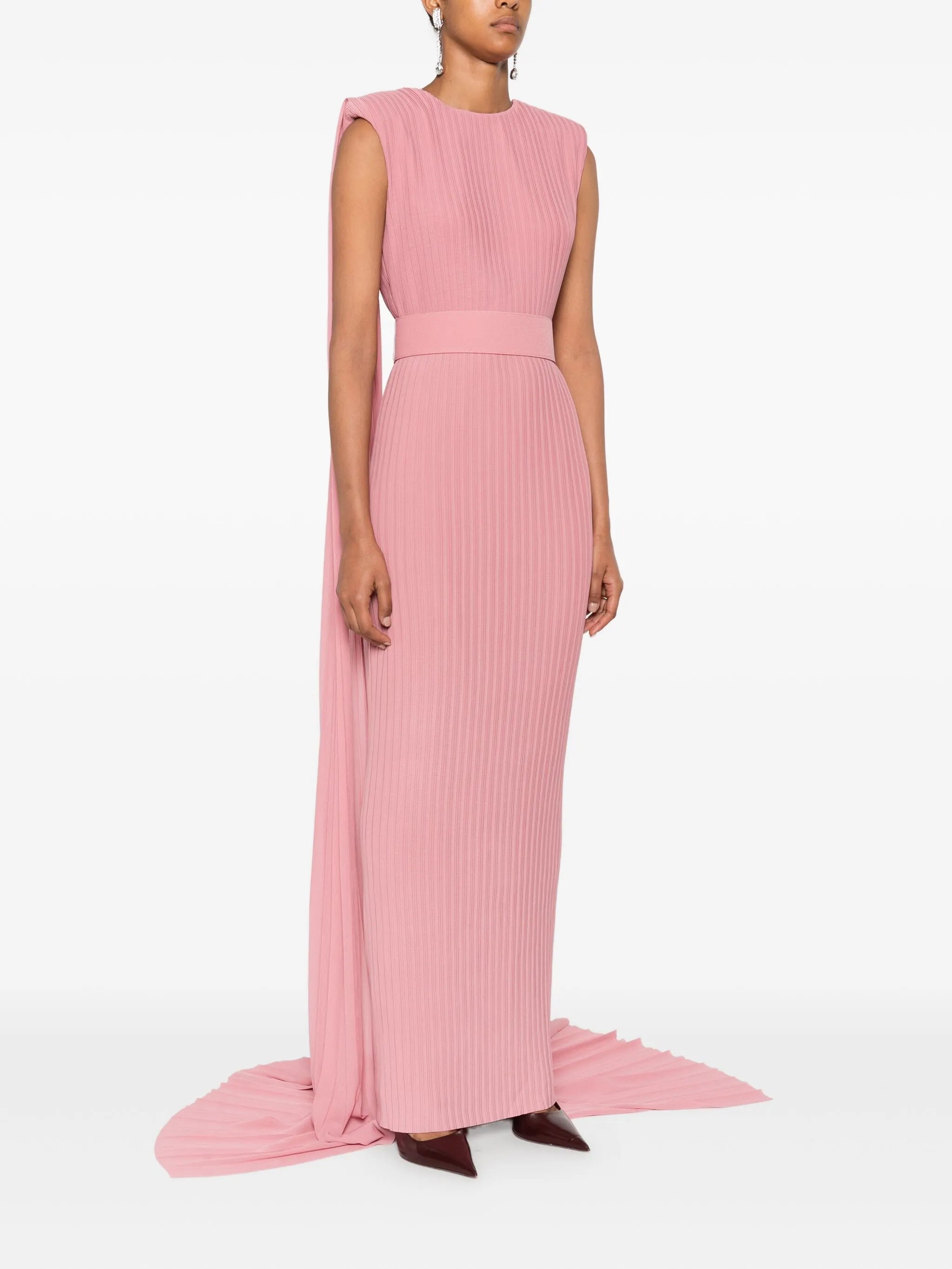 Tavia pleated belted maxi dress
