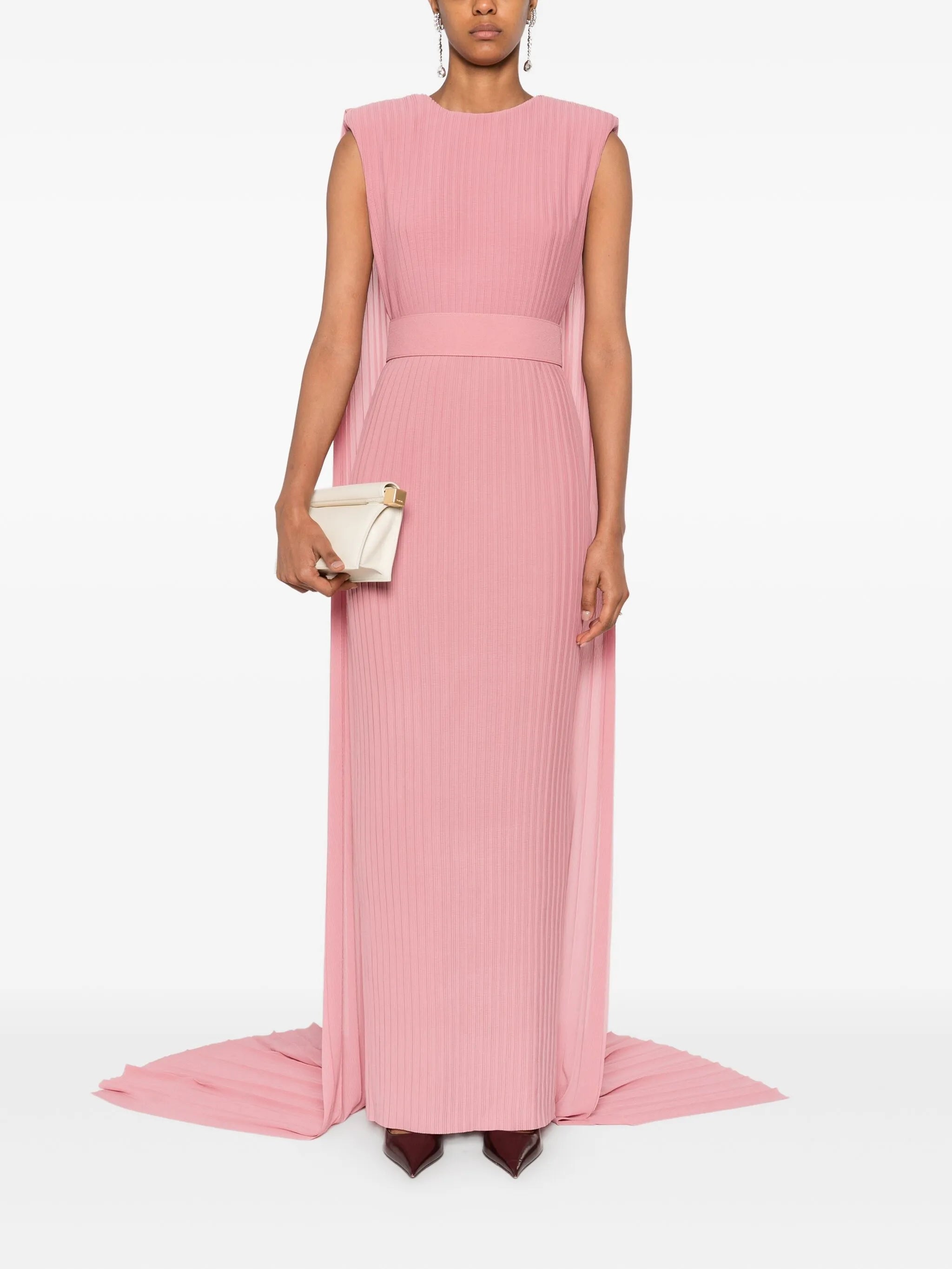 Tavia pleated belted maxi dress