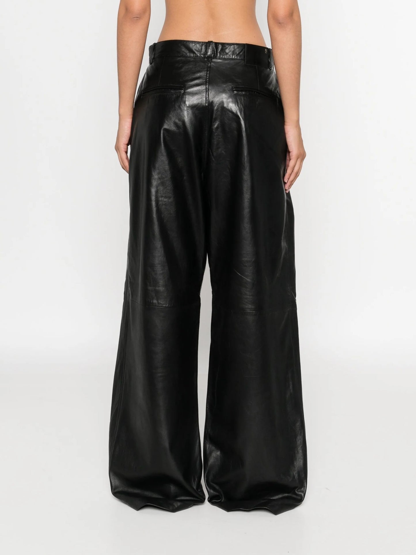 pleated leather trousers