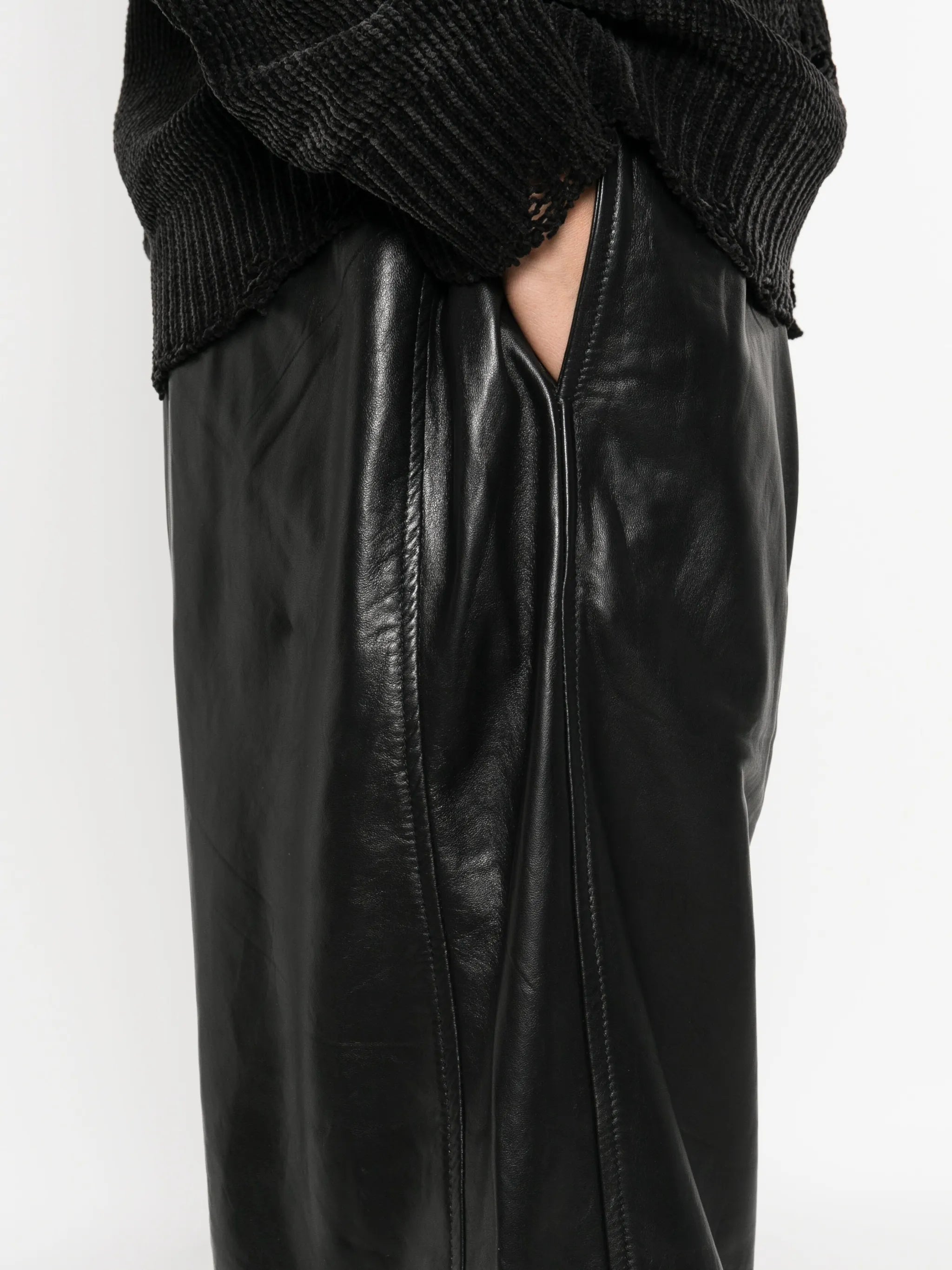 pleated leather trousers