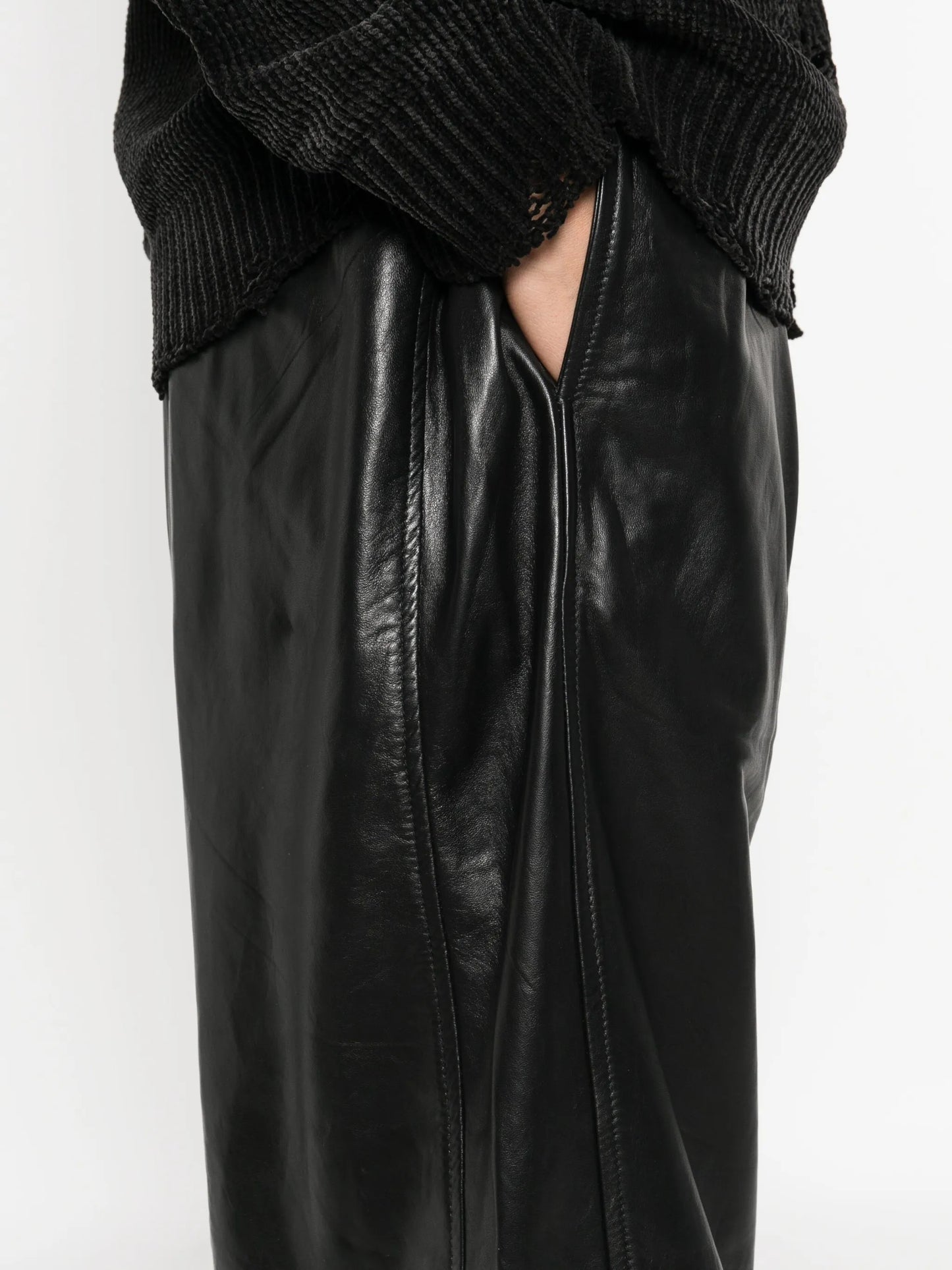 pleated leather trousers