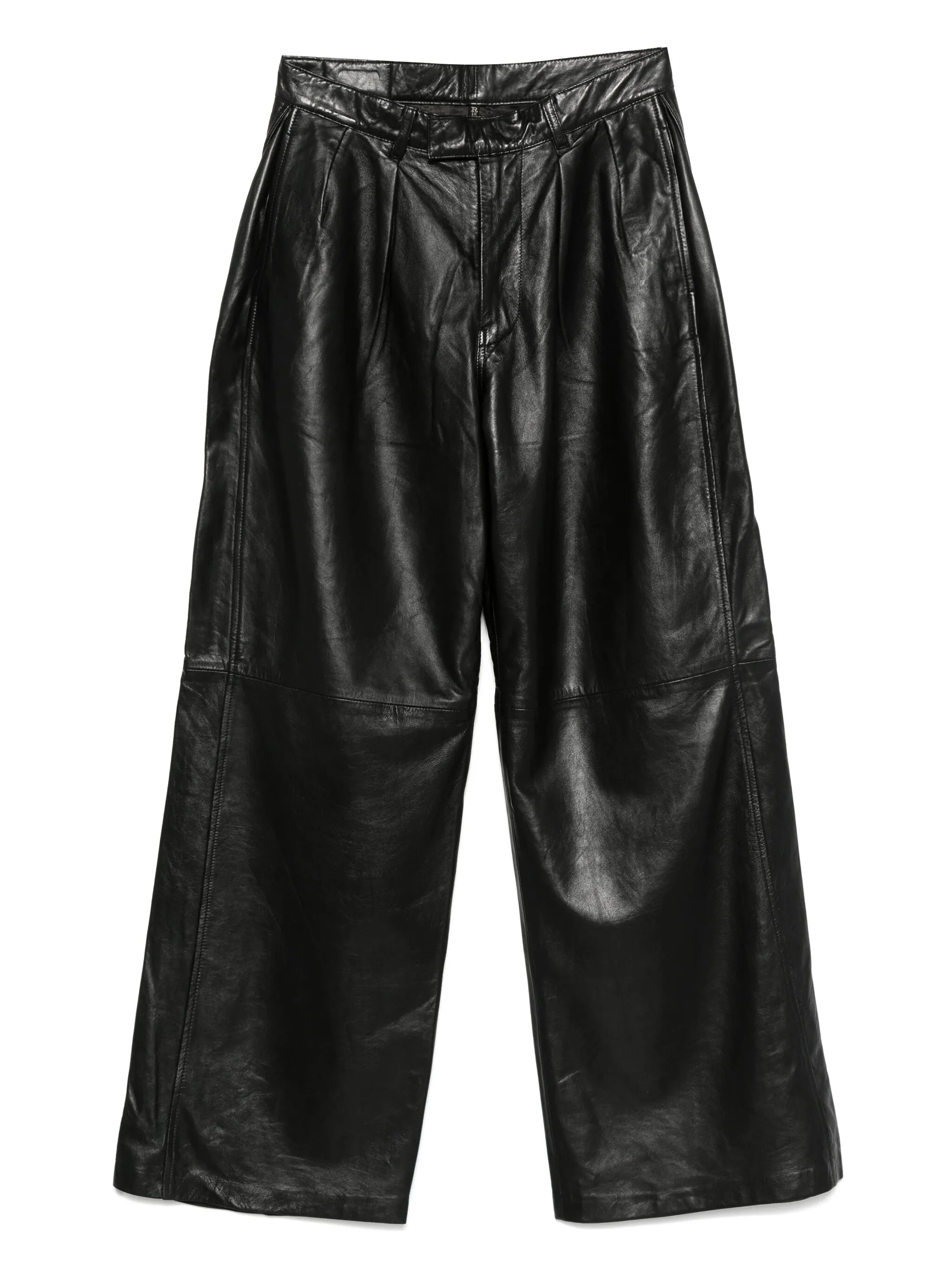 pleated leather trousers