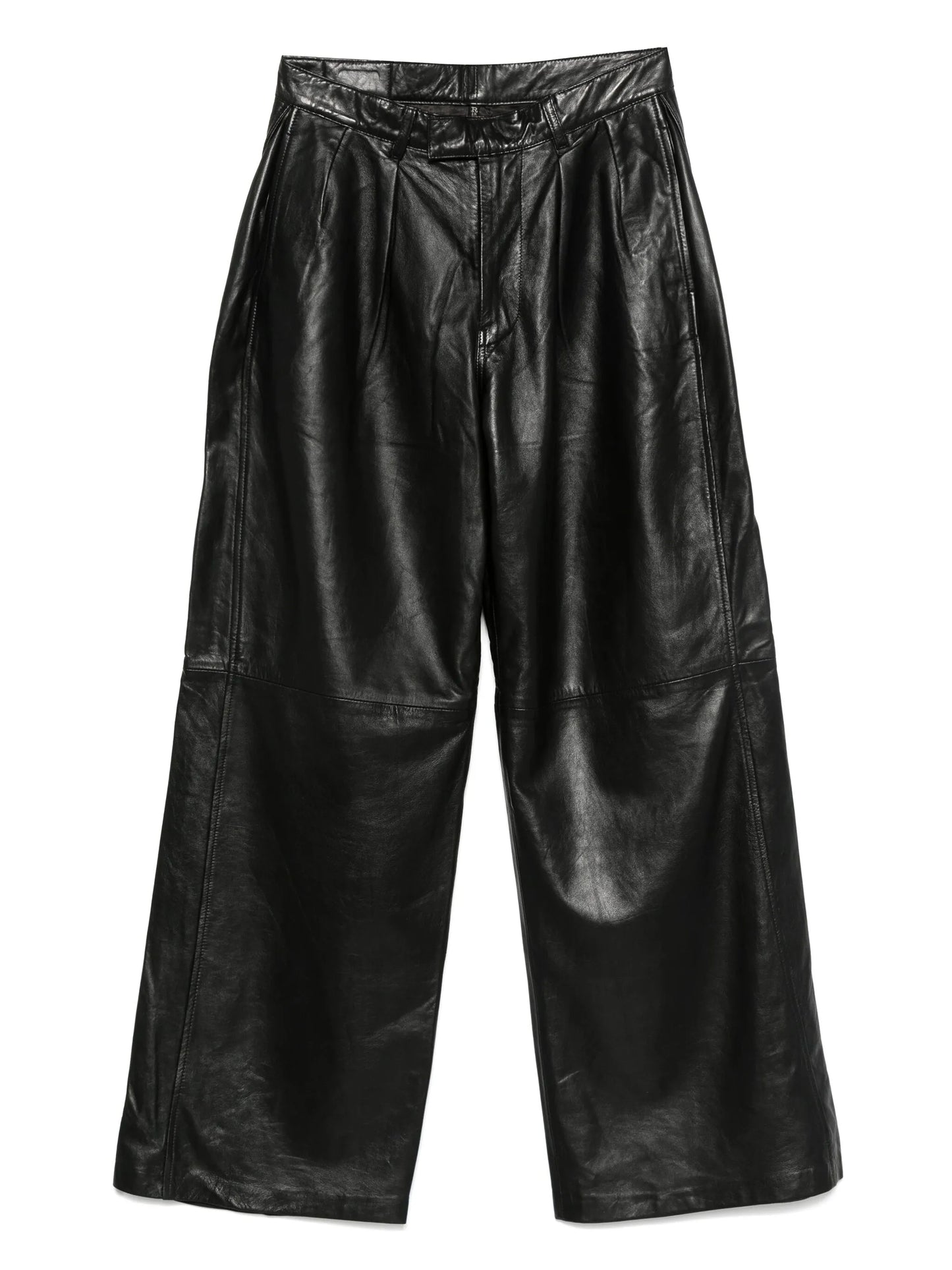 pleated leather trousers
