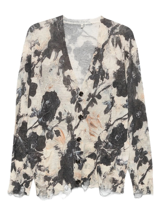 floral-print cardigan
