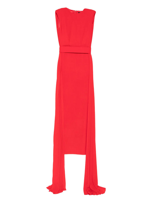 Tavia pleated belted maxi dress