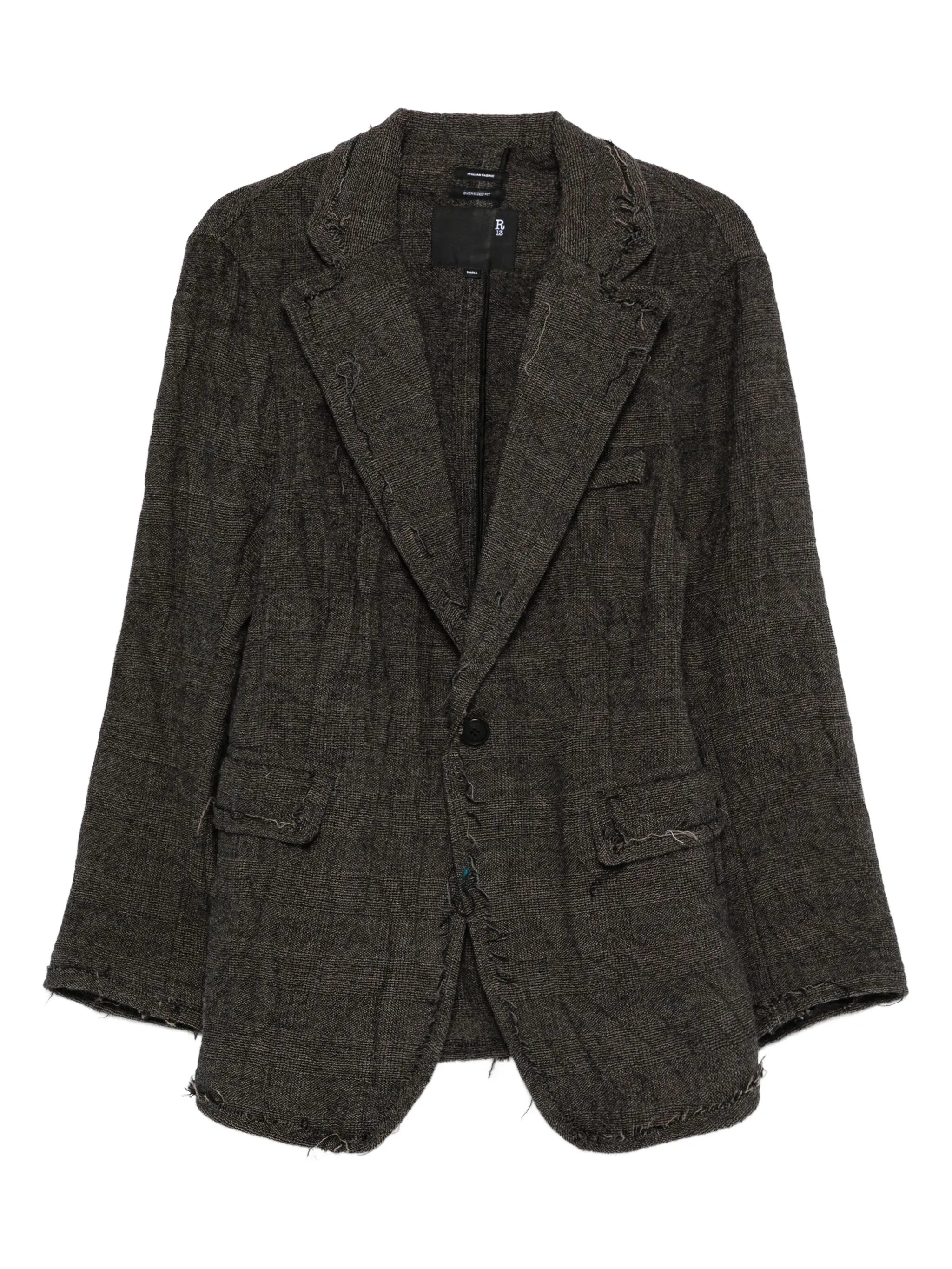 frayed-edge single-breasted blazer