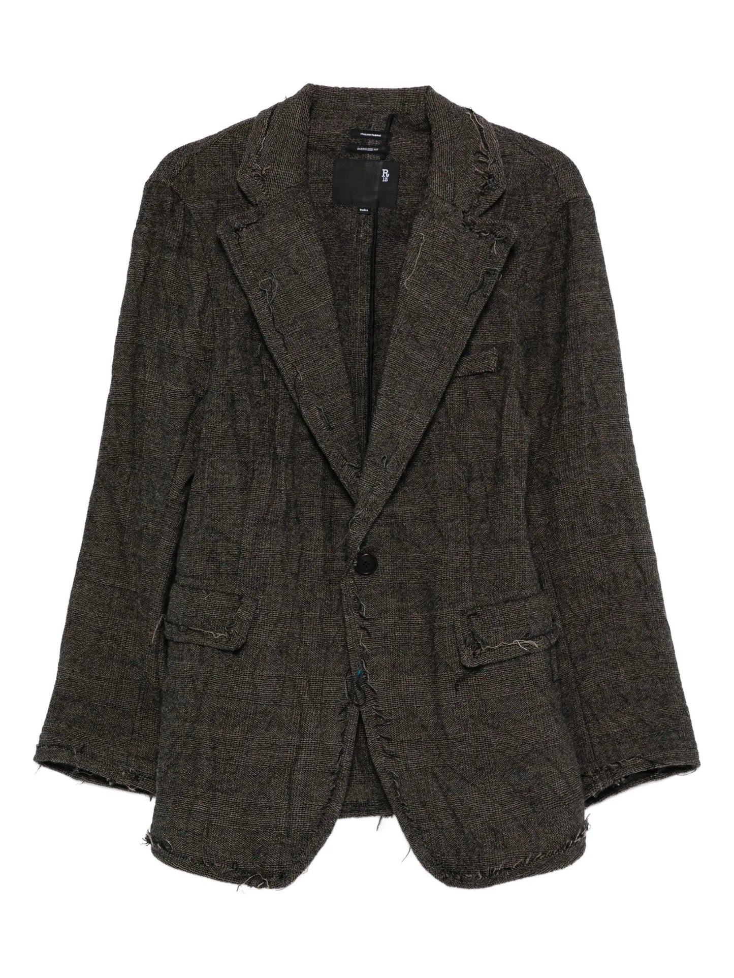 frayed-edge single-breasted blazer