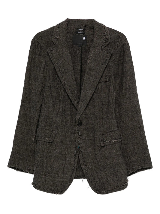 frayed-edge single-breasted blazer