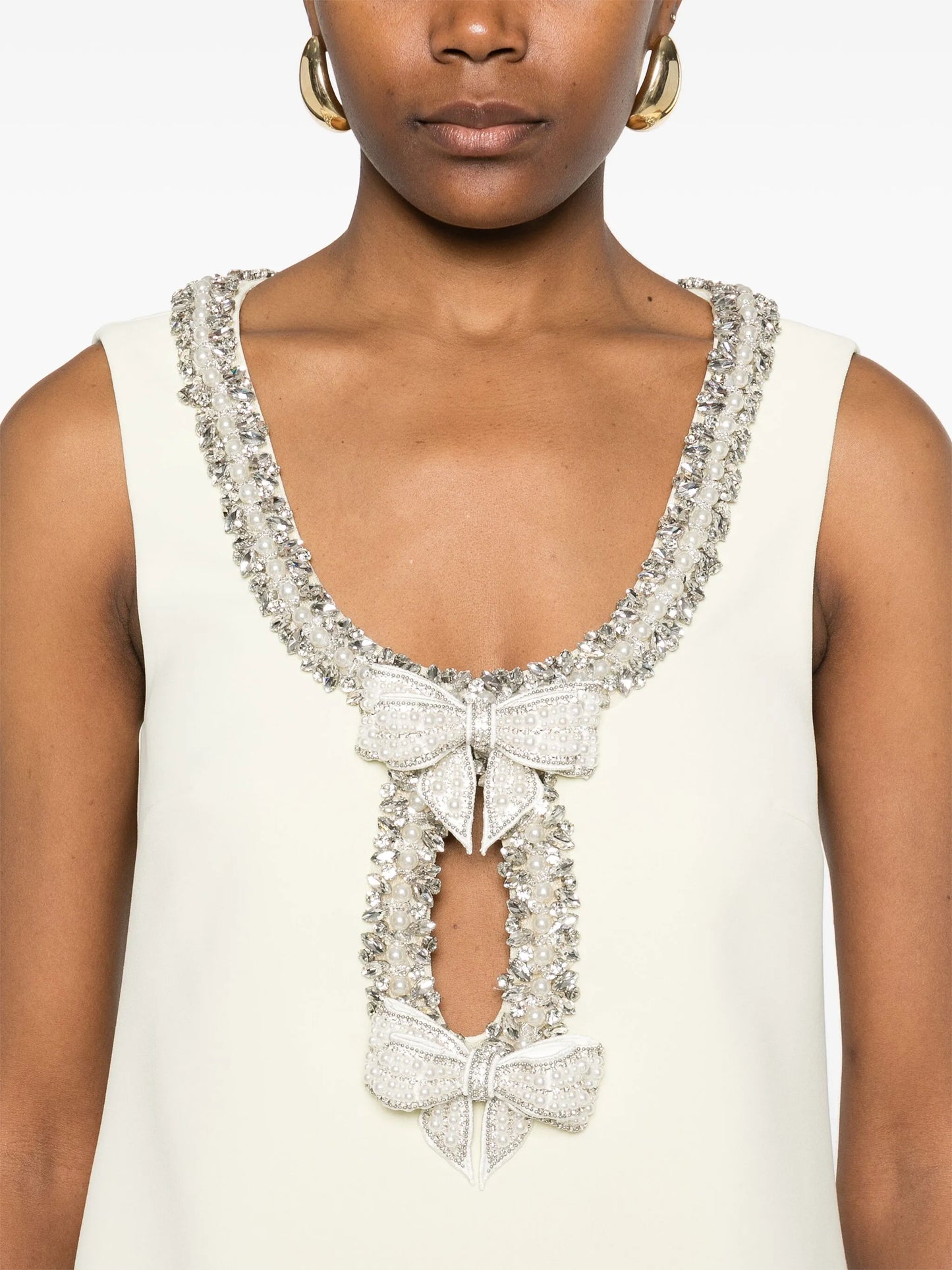 crepe bow-detail mini dress