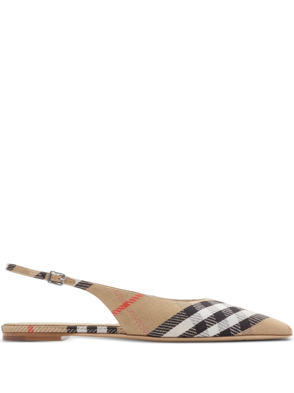 check-pattern slingback ballet flats