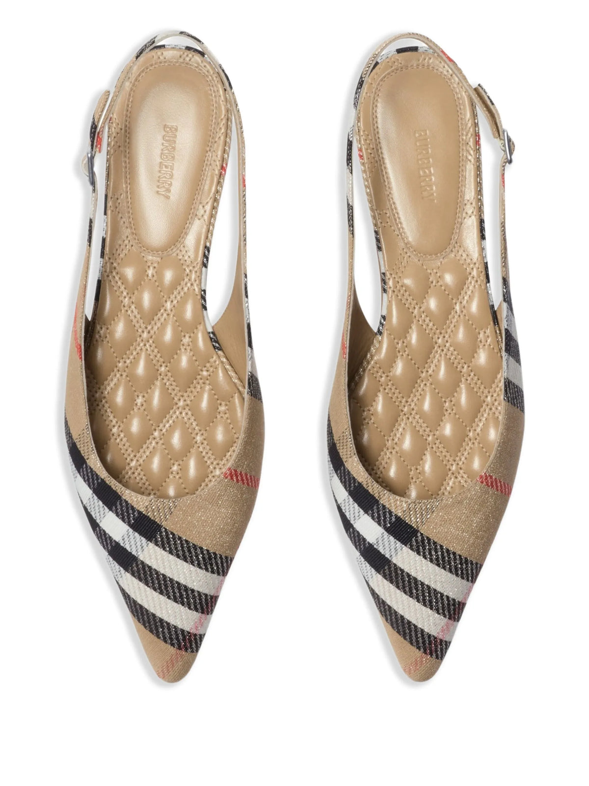 check-pattern slingback ballet flats
