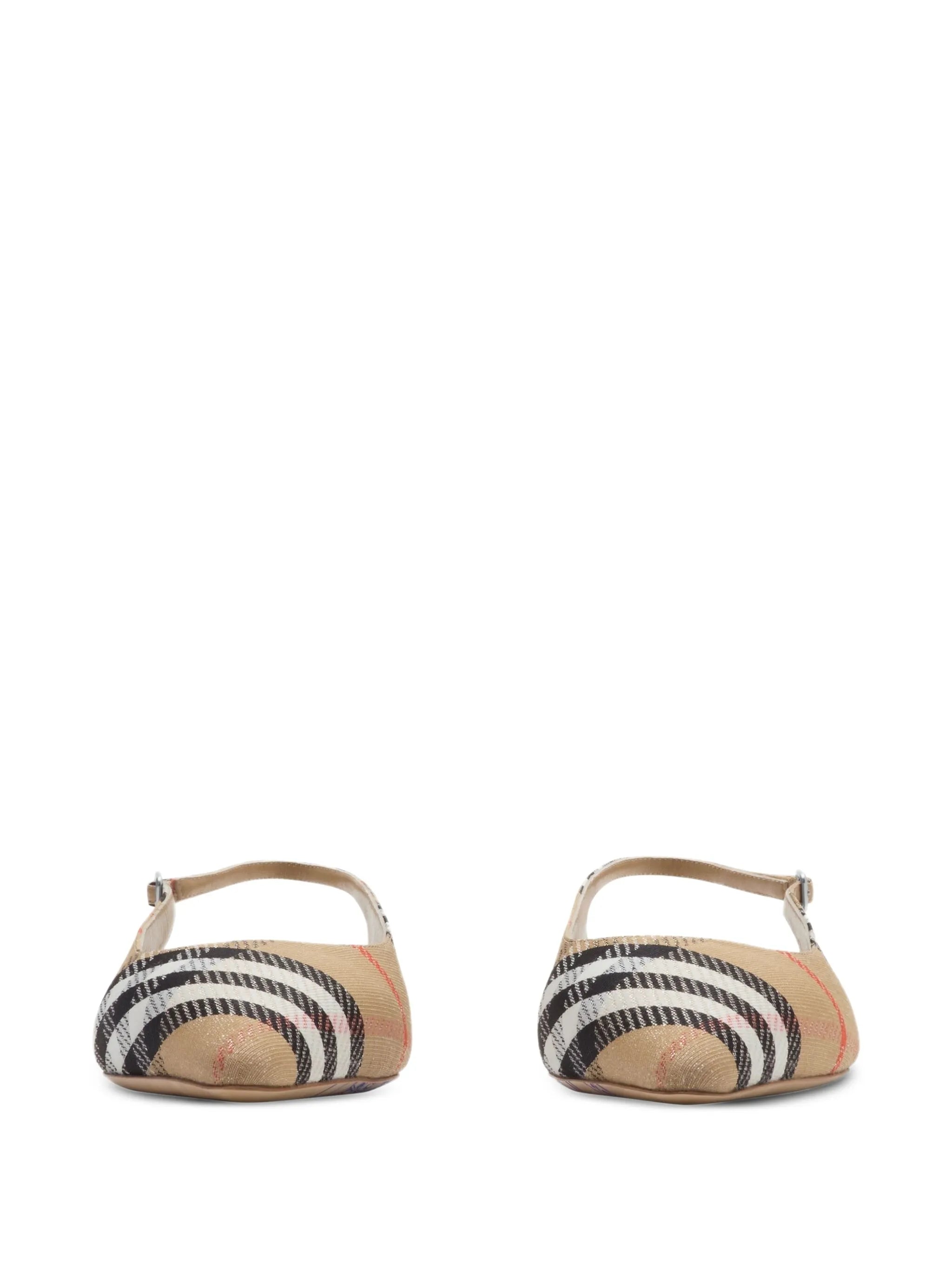 check-pattern slingback ballet flats